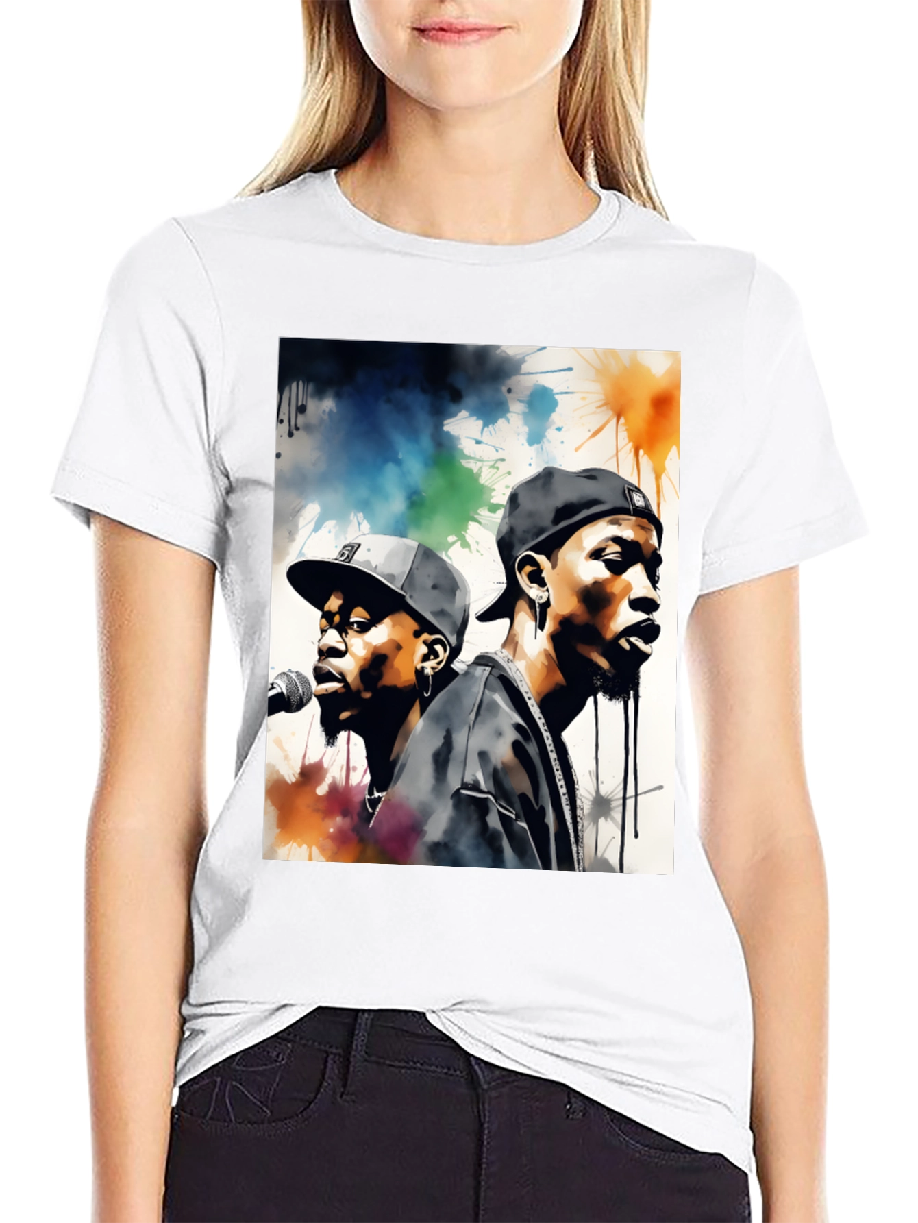 Rap Duo Graphic T-Shirt - Mens Black Tee