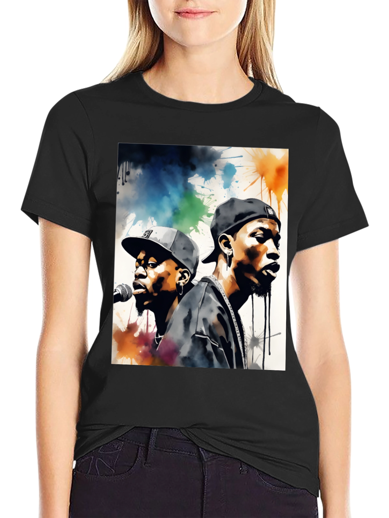 Rap Duo Graphic T-Shirt - Mens Black Tee