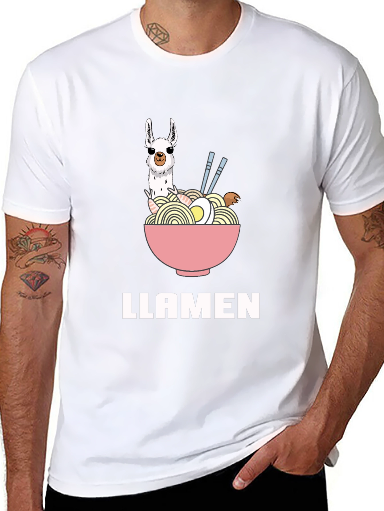 Llamen Ramen Funny T-Shirt - Unisex Black Tee