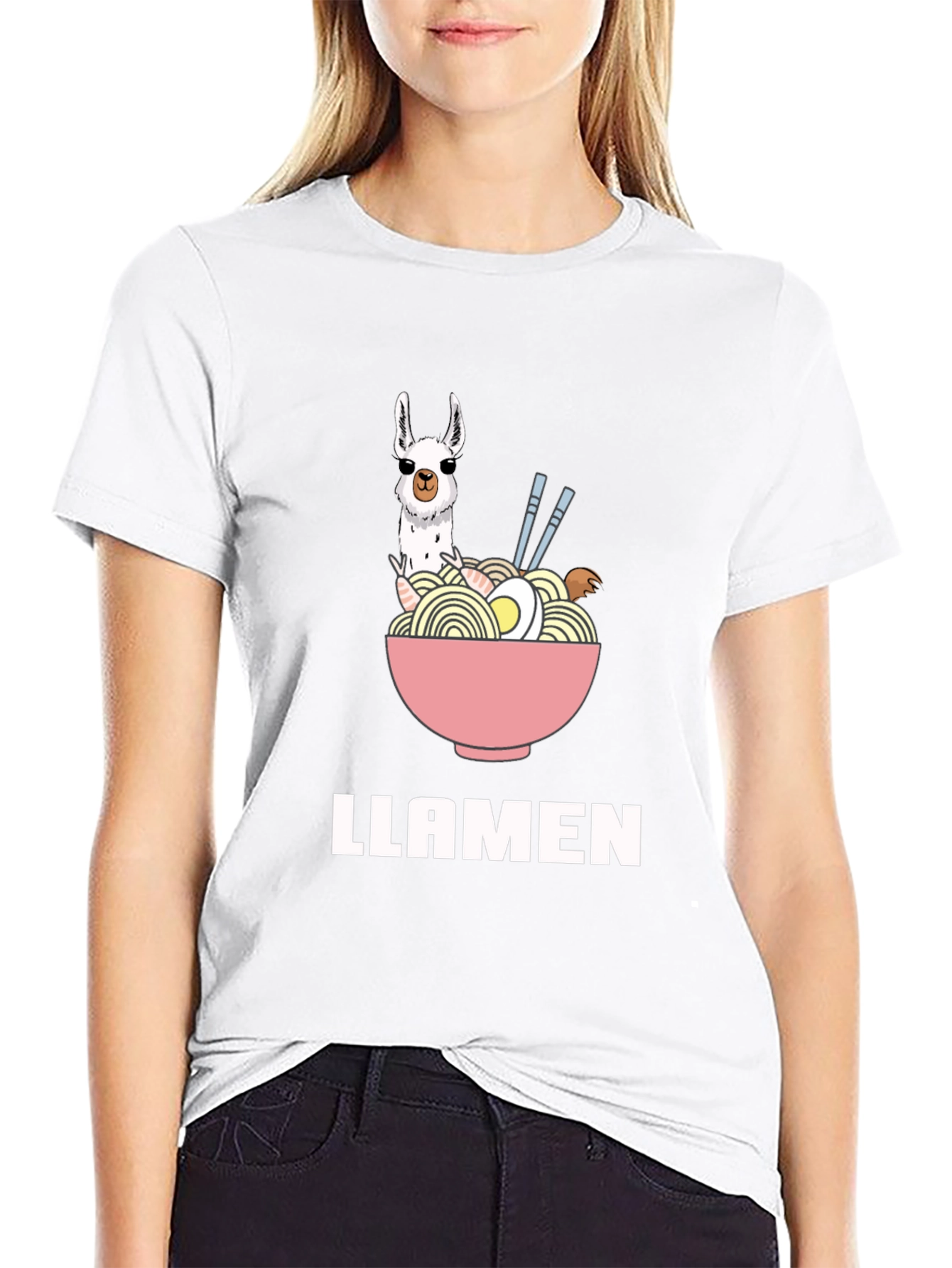Llamen Ramen Funny T-Shirt - Unisex Black Tee