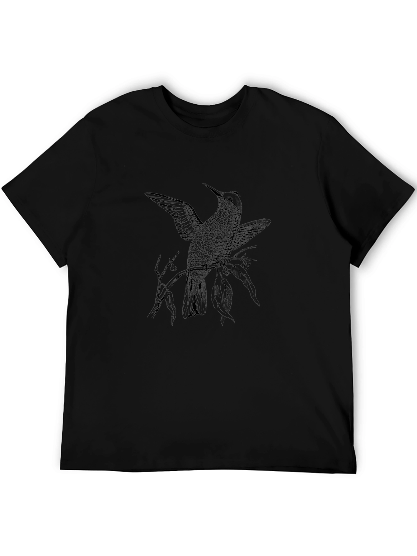 Black T-Shirt with Hummingbird Graphic