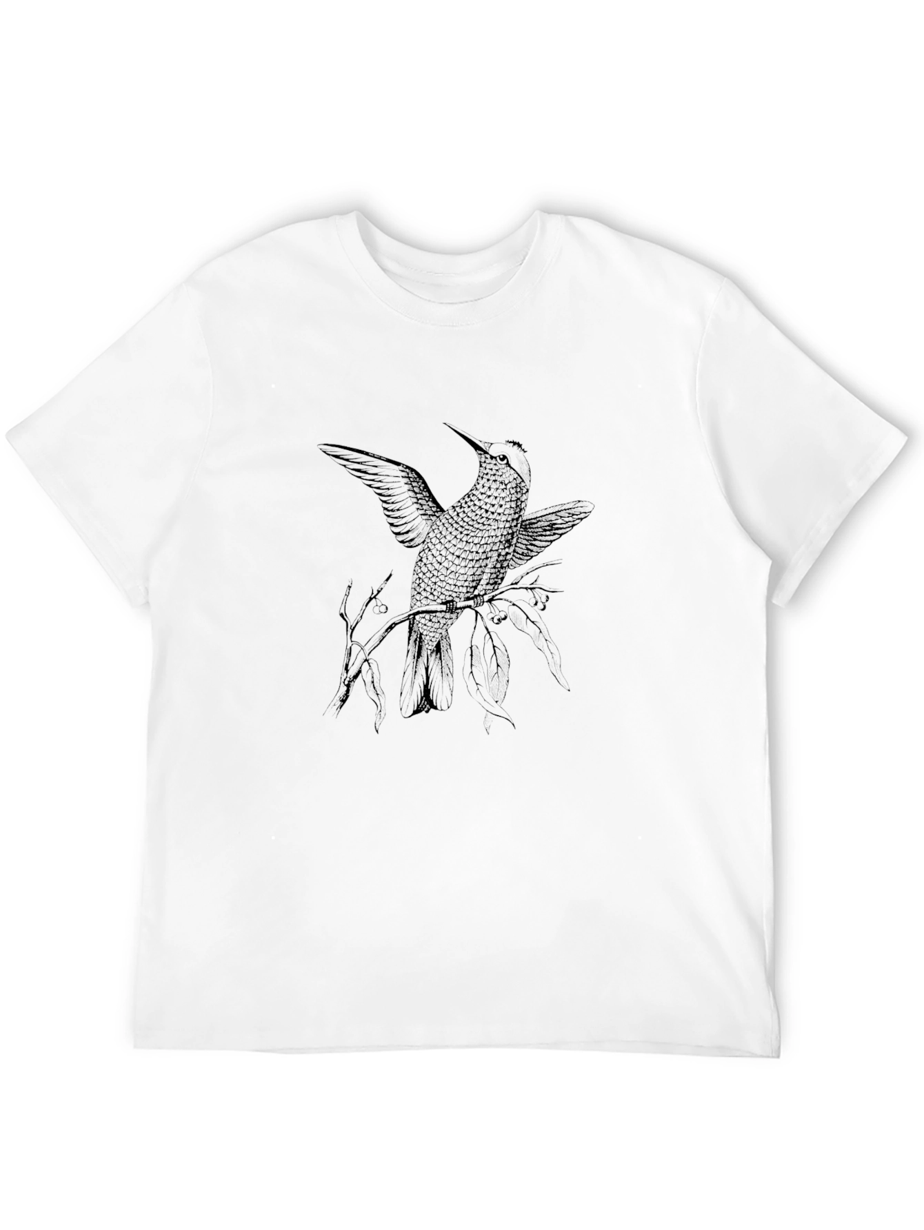 Black T-Shirt with Hummingbird Graphic