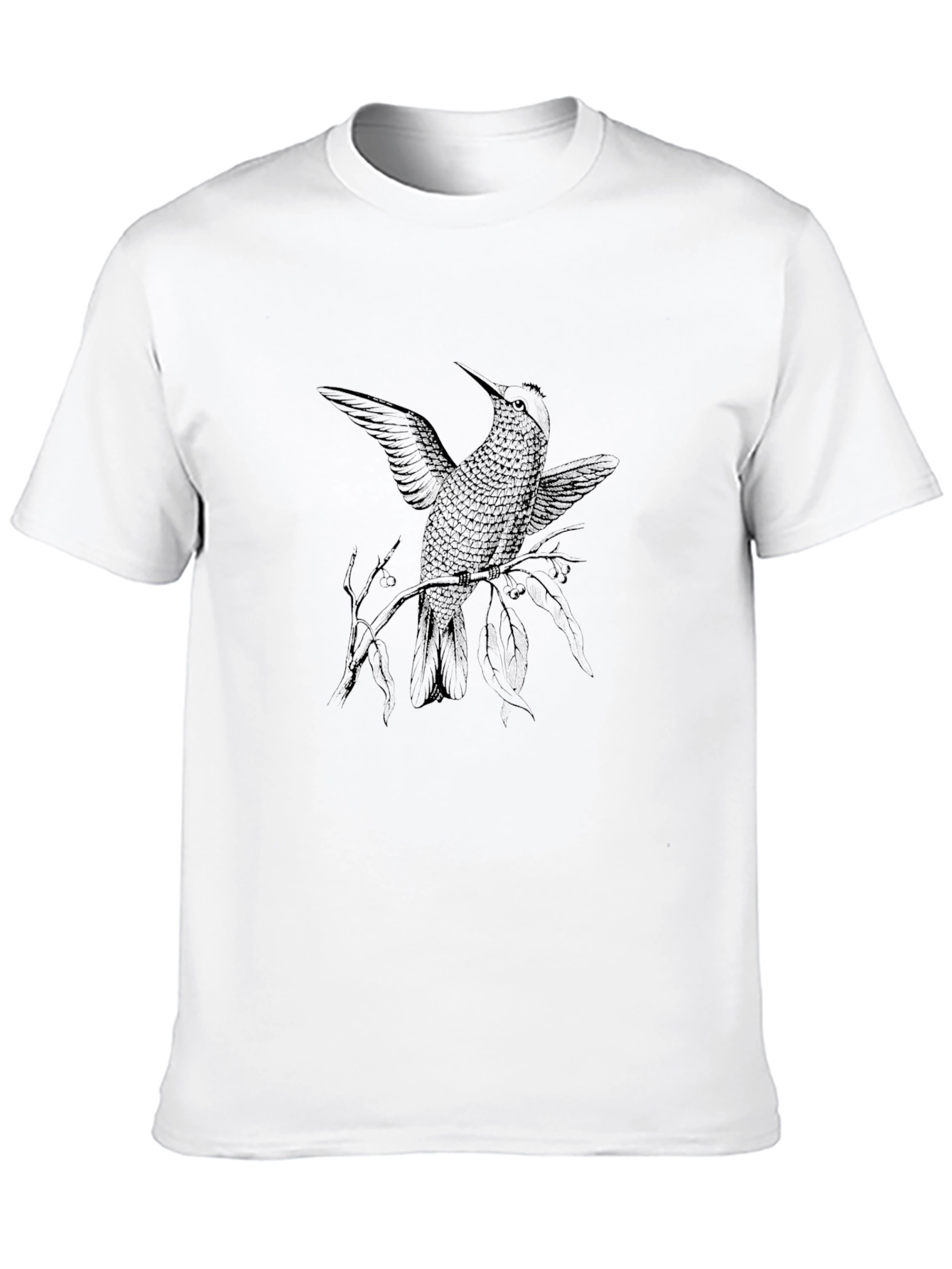 Black T-Shirt with Hummingbird Graphic