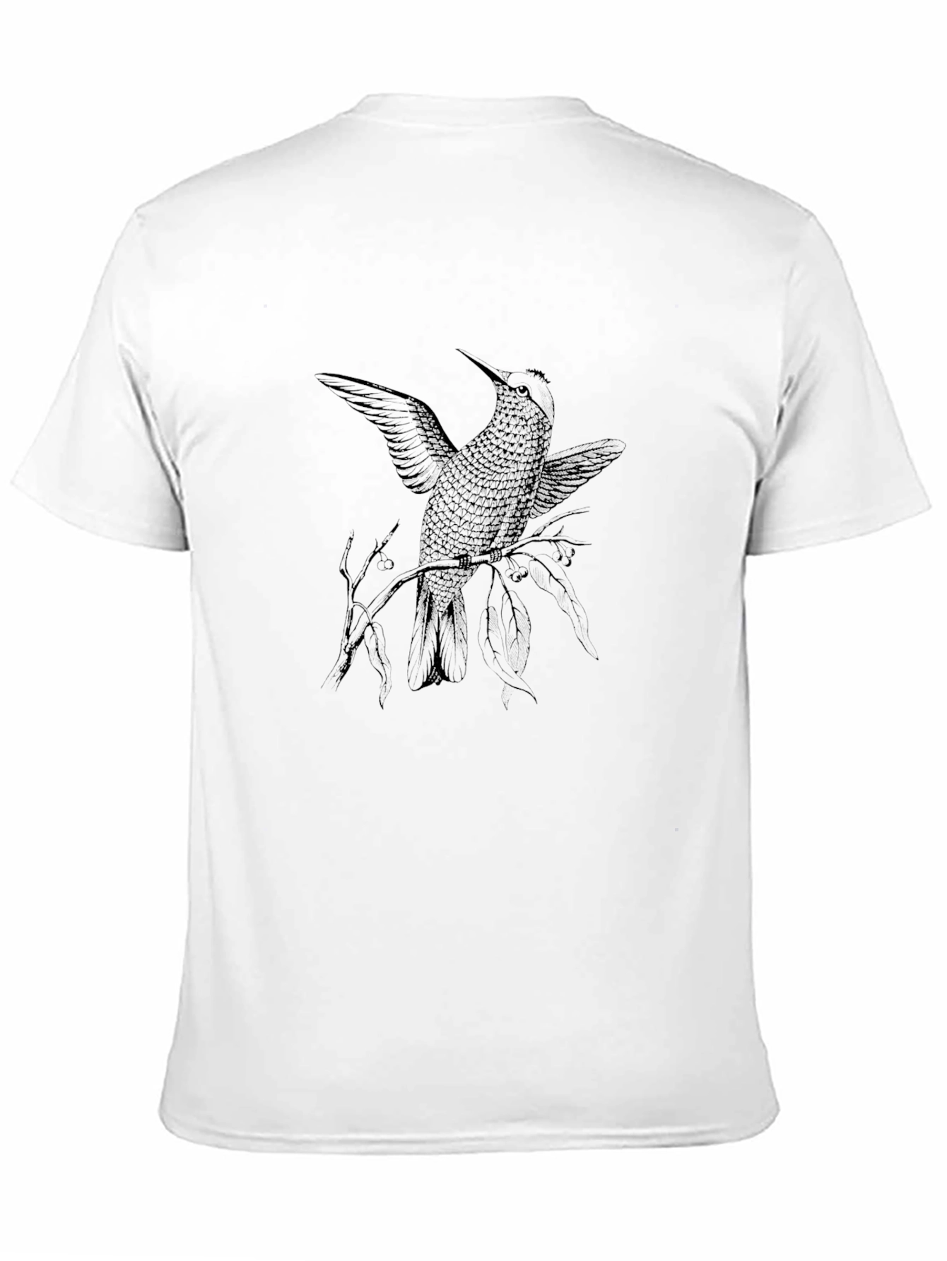 Black T-Shirt with Hummingbird Graphic