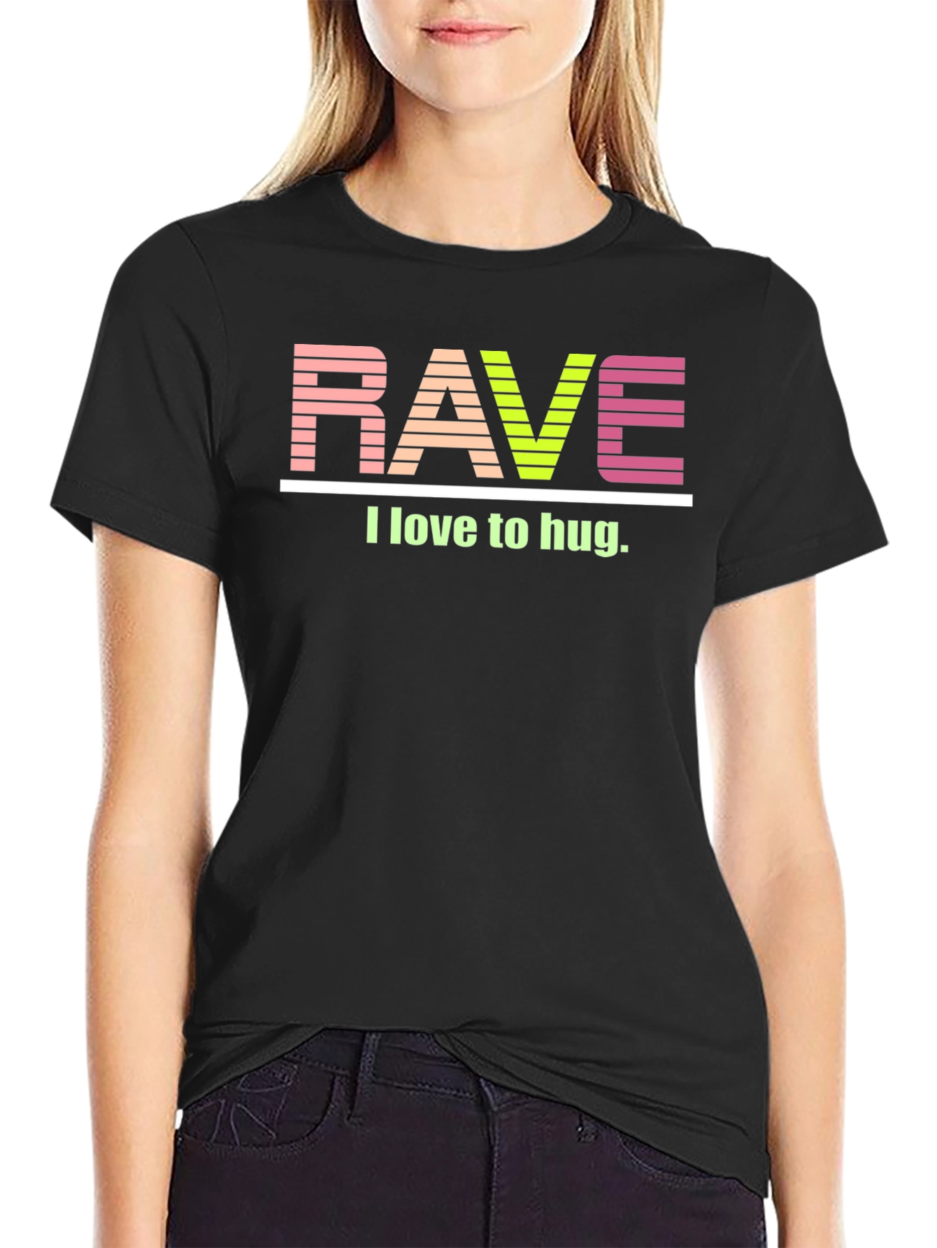 Rave I Love to Hug Graphic Tee - Black