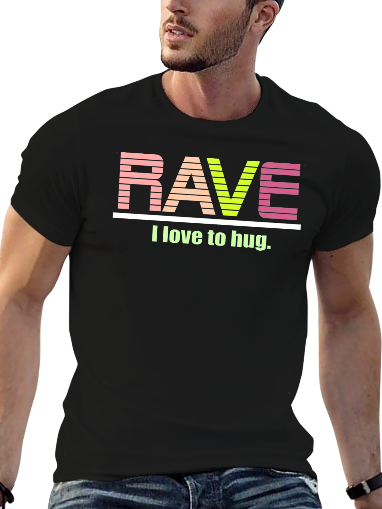 Rave I Love to Hug Graphic Tee - Black