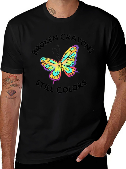 Broken Crayons Still Colors Butterfly Graphic Tee