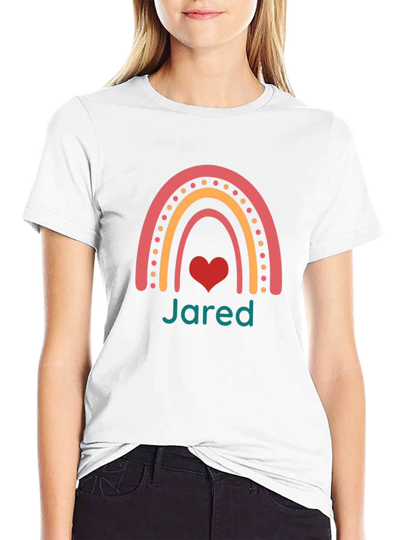 Personalized Name Rainbow Heart T-Shirt