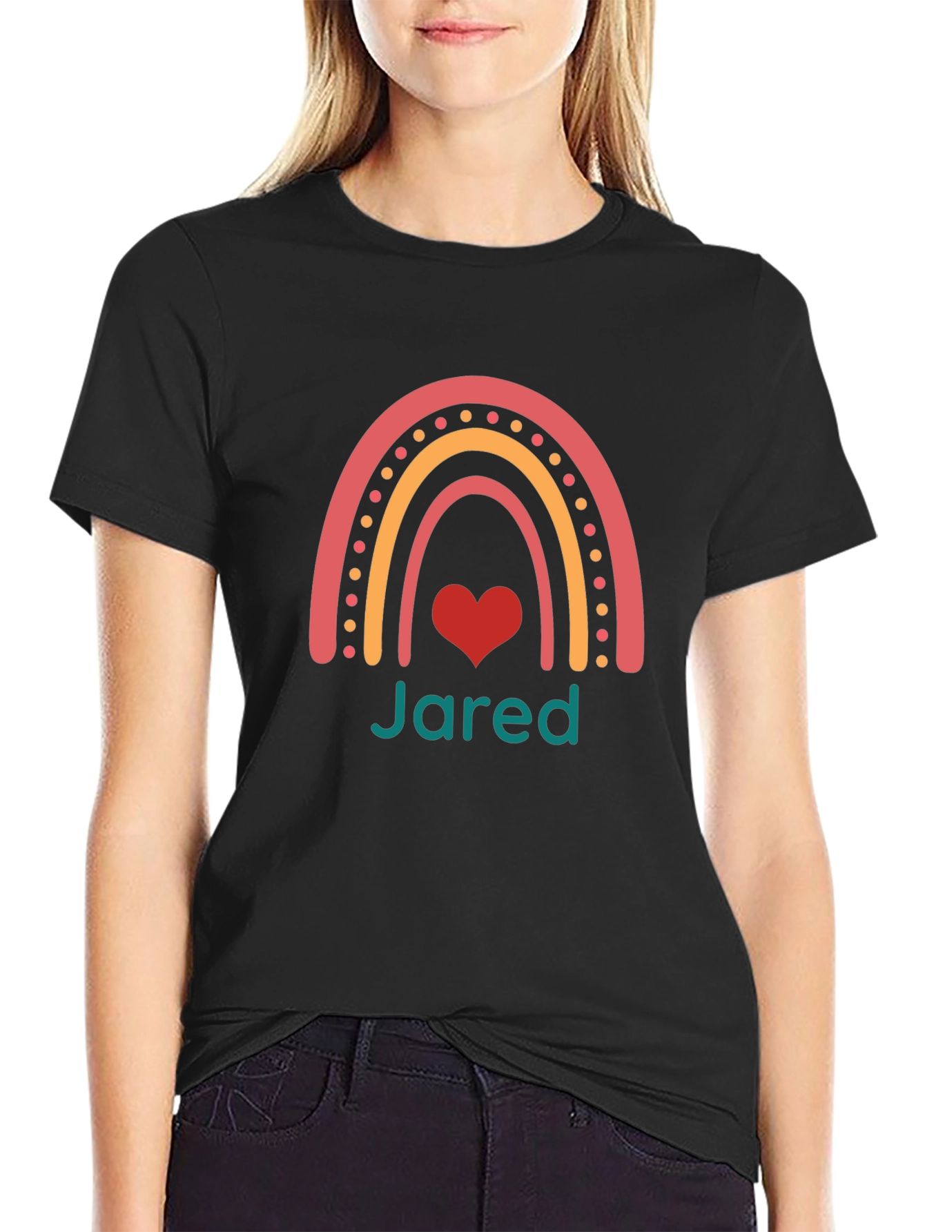 Personalized Name Rainbow Heart T-Shirt