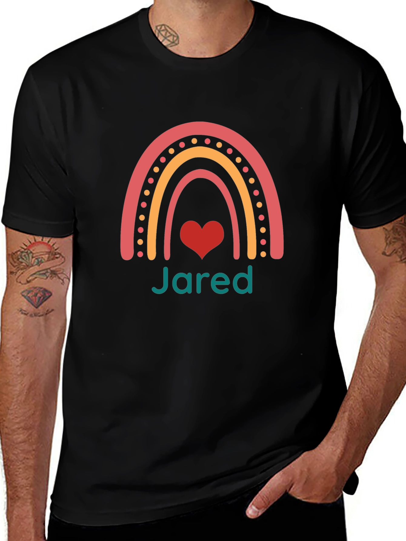 Personalized Name Rainbow Heart T-Shirt