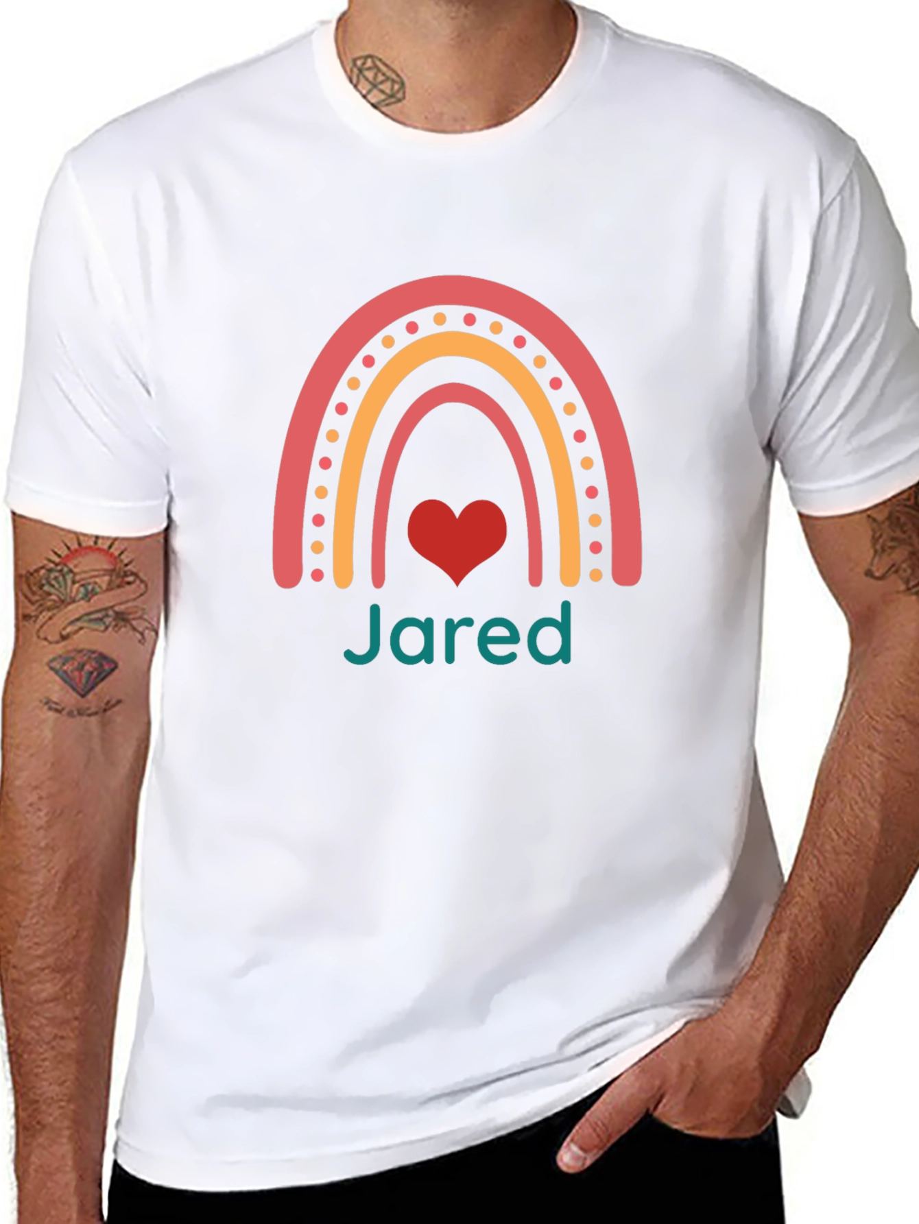 Personalized Name Rainbow Heart T-Shirt