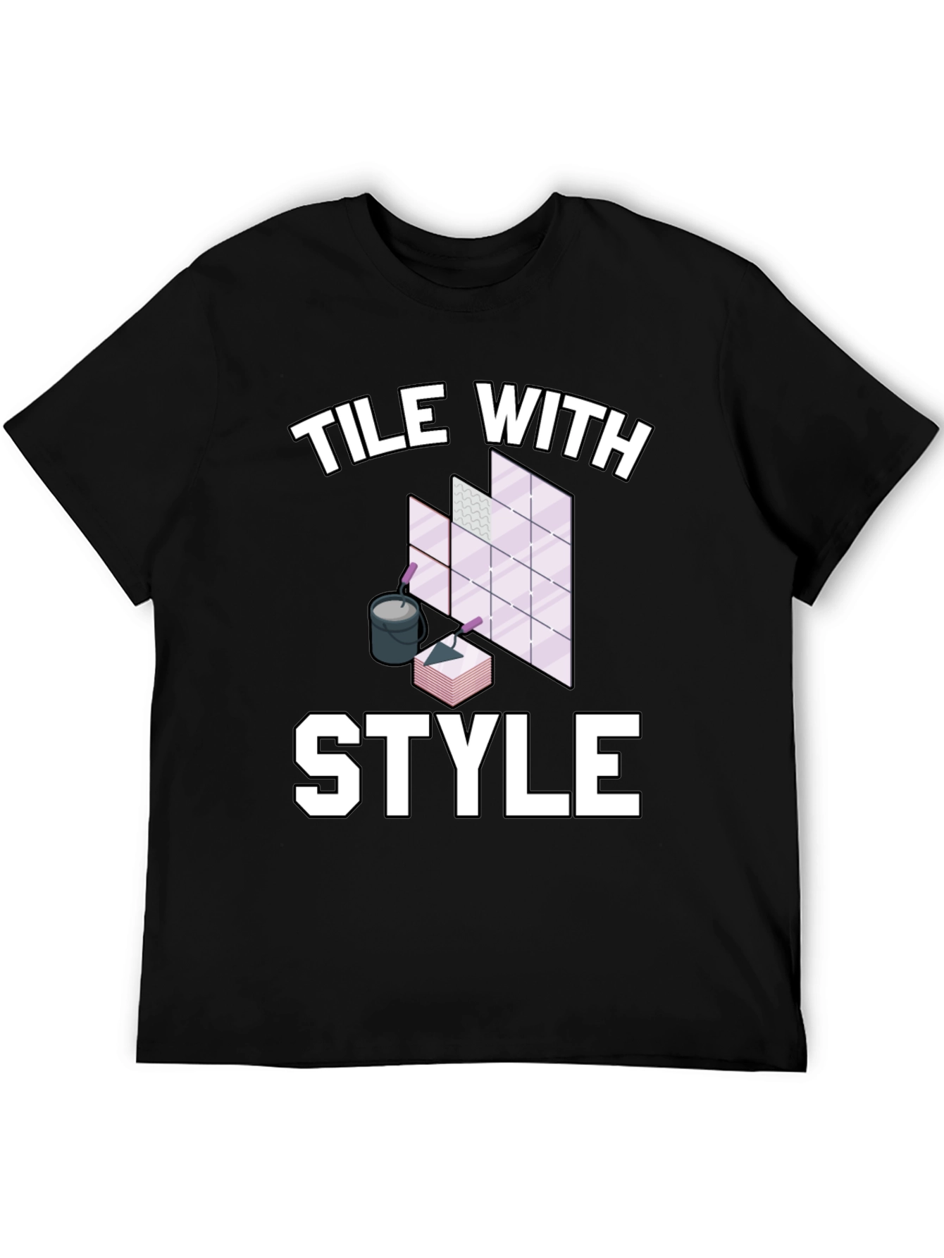 Tile With Style Graphic Tee - Black Cotton T-Shirt