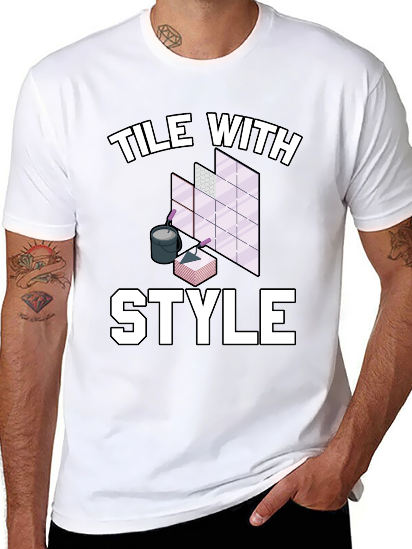 Tile With Style Graphic Tee - Black Cotton T-Shirt