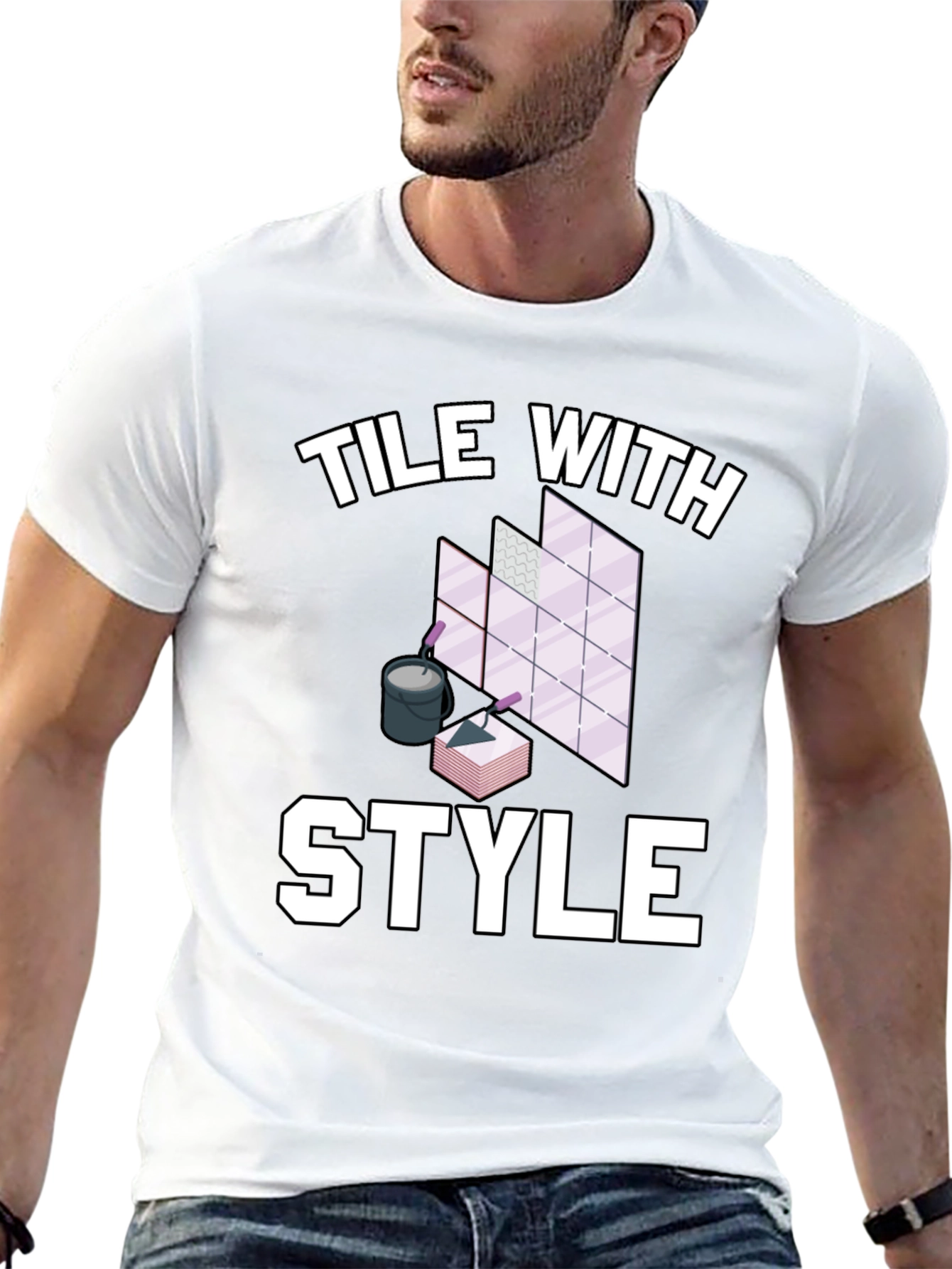Tile With Style Graphic Tee - Black Cotton T-Shirt