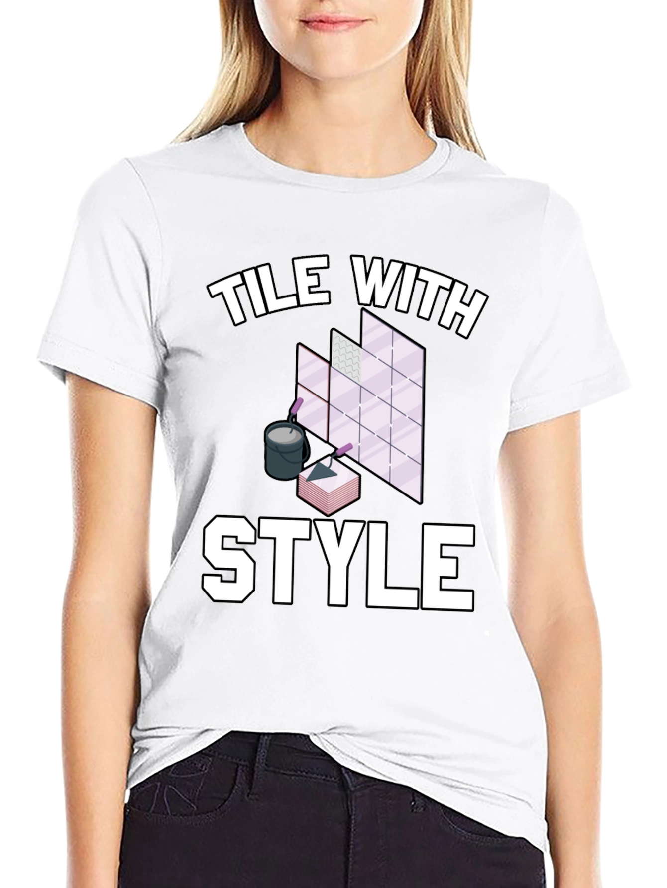 Tile With Style Graphic Tee - Black Cotton T-Shirt