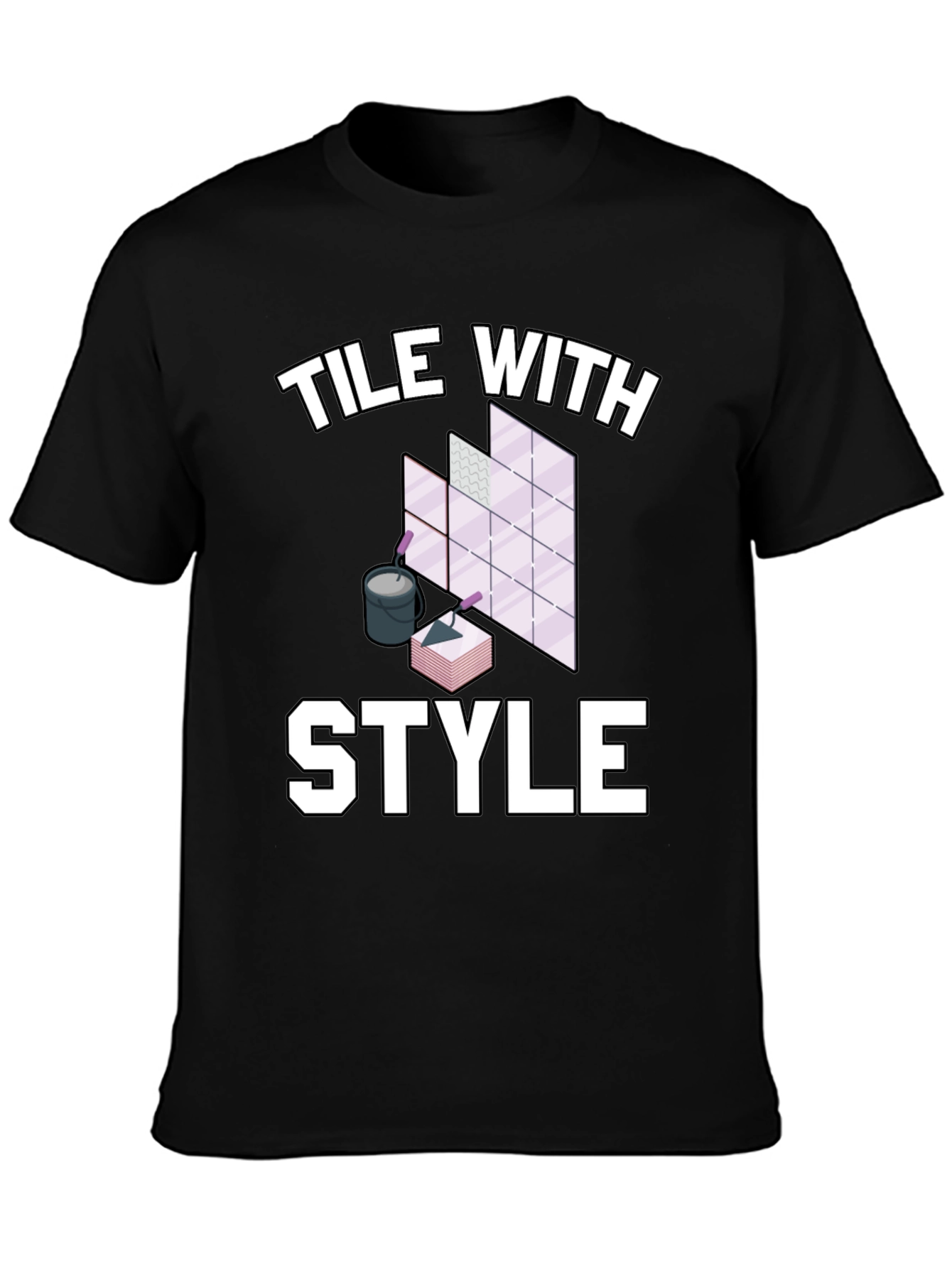 Tile With Style Graphic Tee - Black Cotton T-Shirt