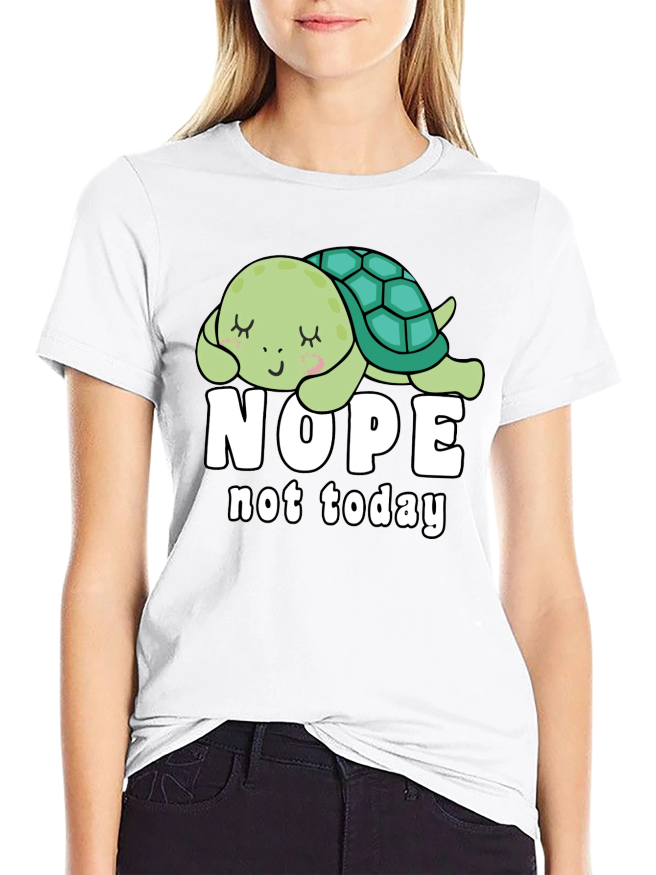 Nope Not Today Turtle Graphic Tee - Black