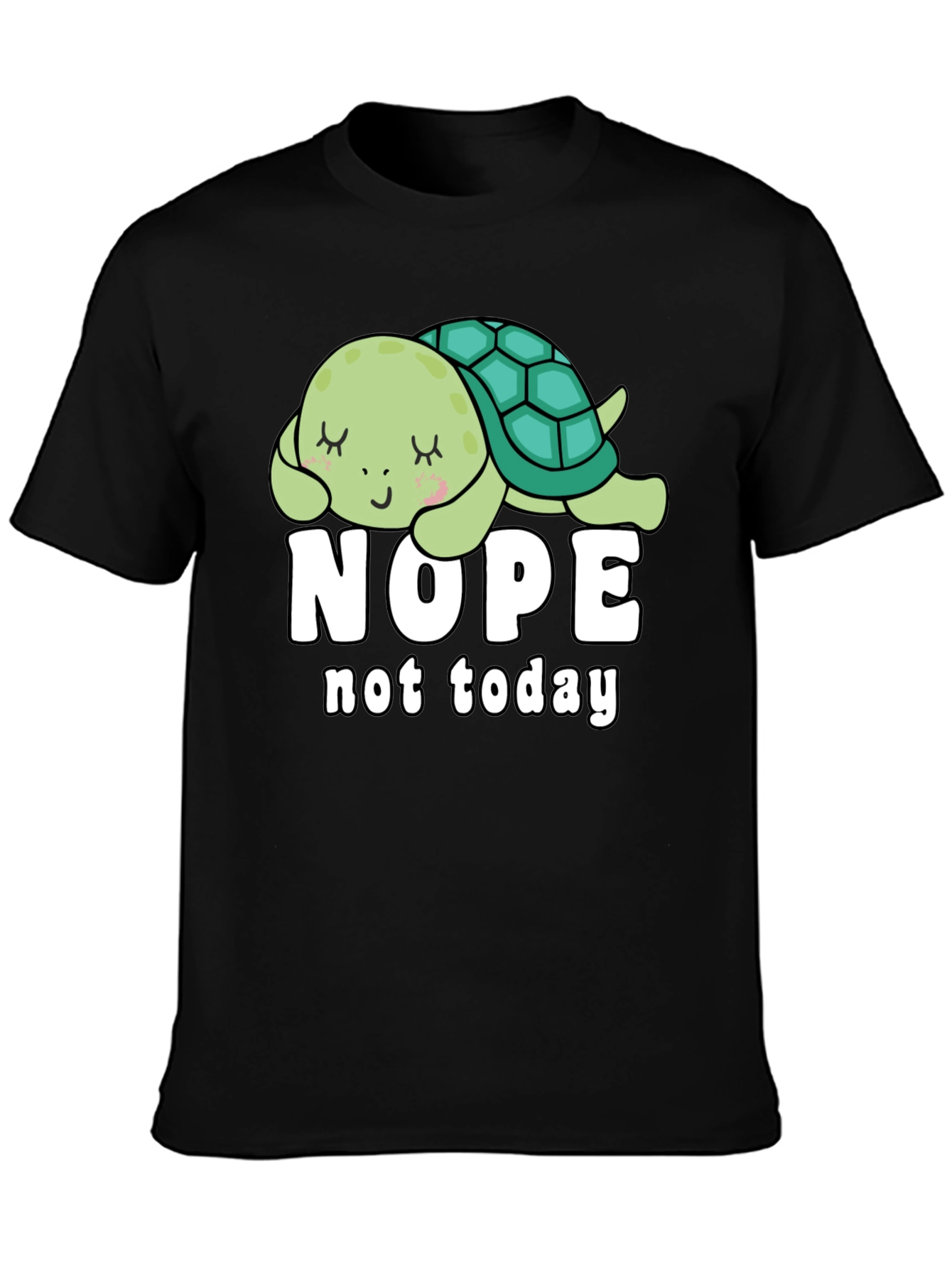 Nope Not Today Turtle Graphic Tee - Black