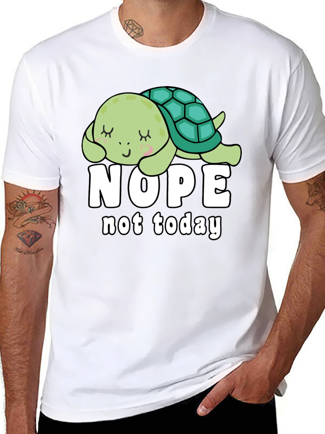 Nope Not Today Turtle Graphic Tee - Black
