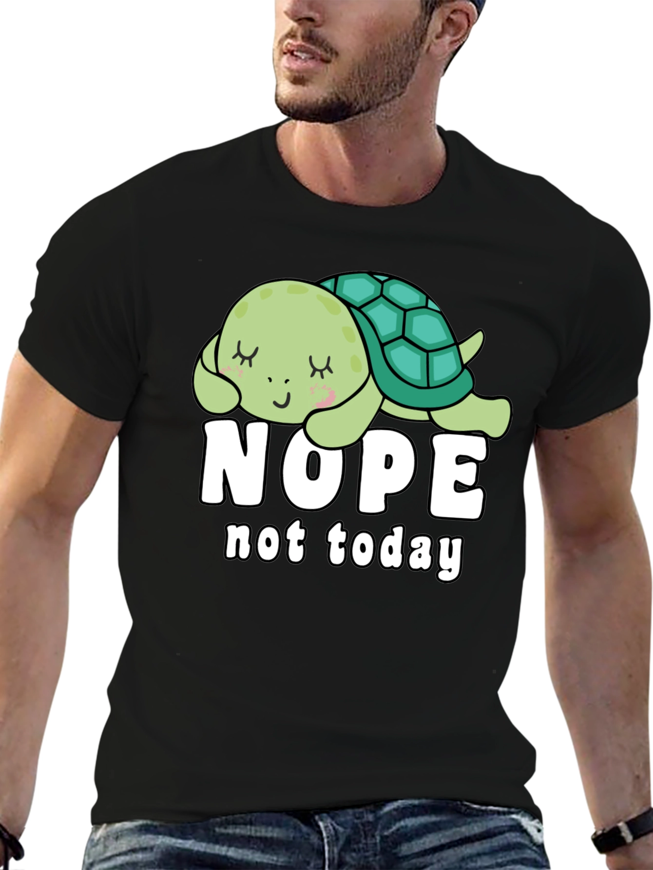 Nope Not Today Turtle Graphic Tee - Black