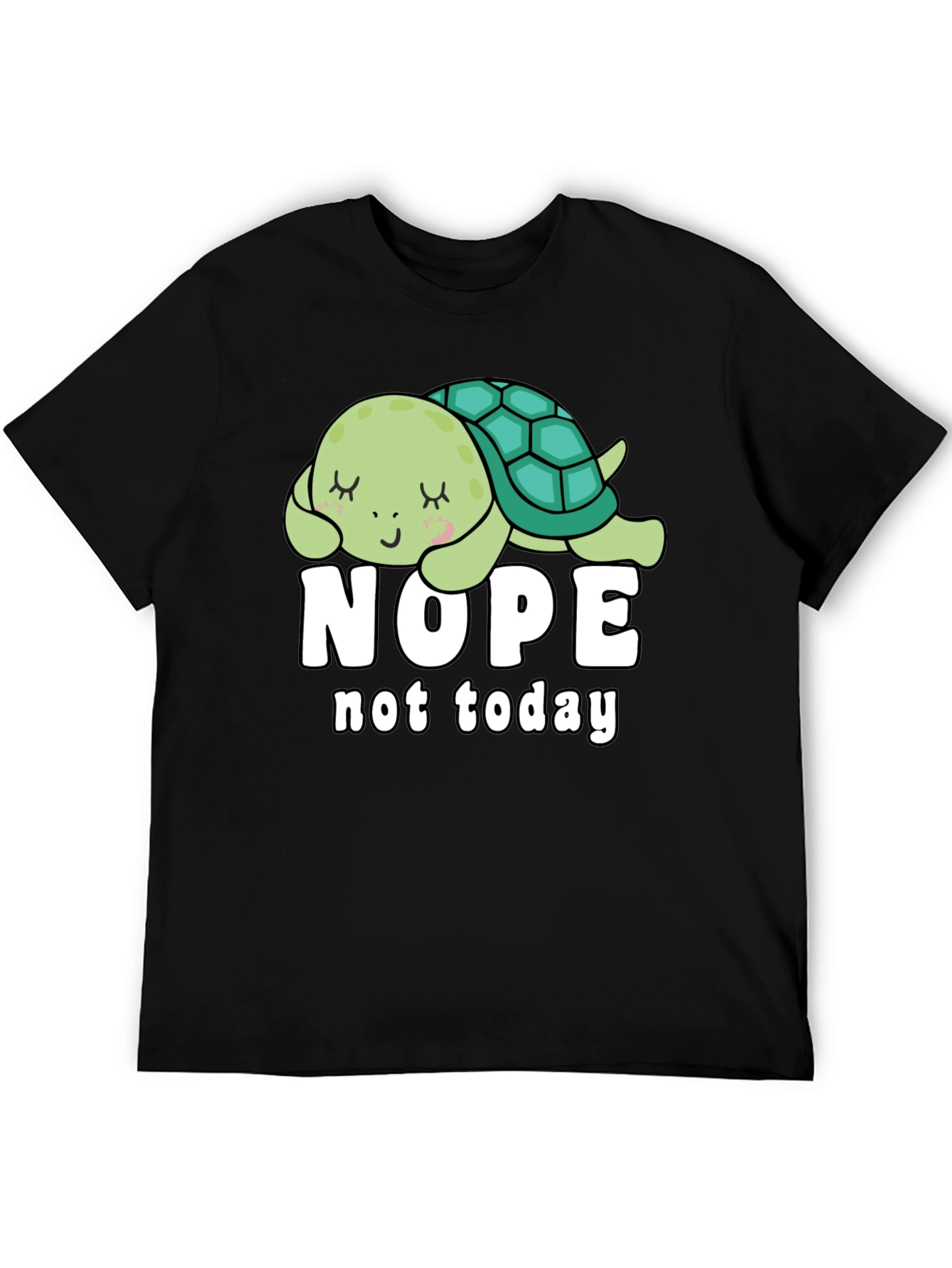 Nope Not Today Turtle Graphic Tee - Black