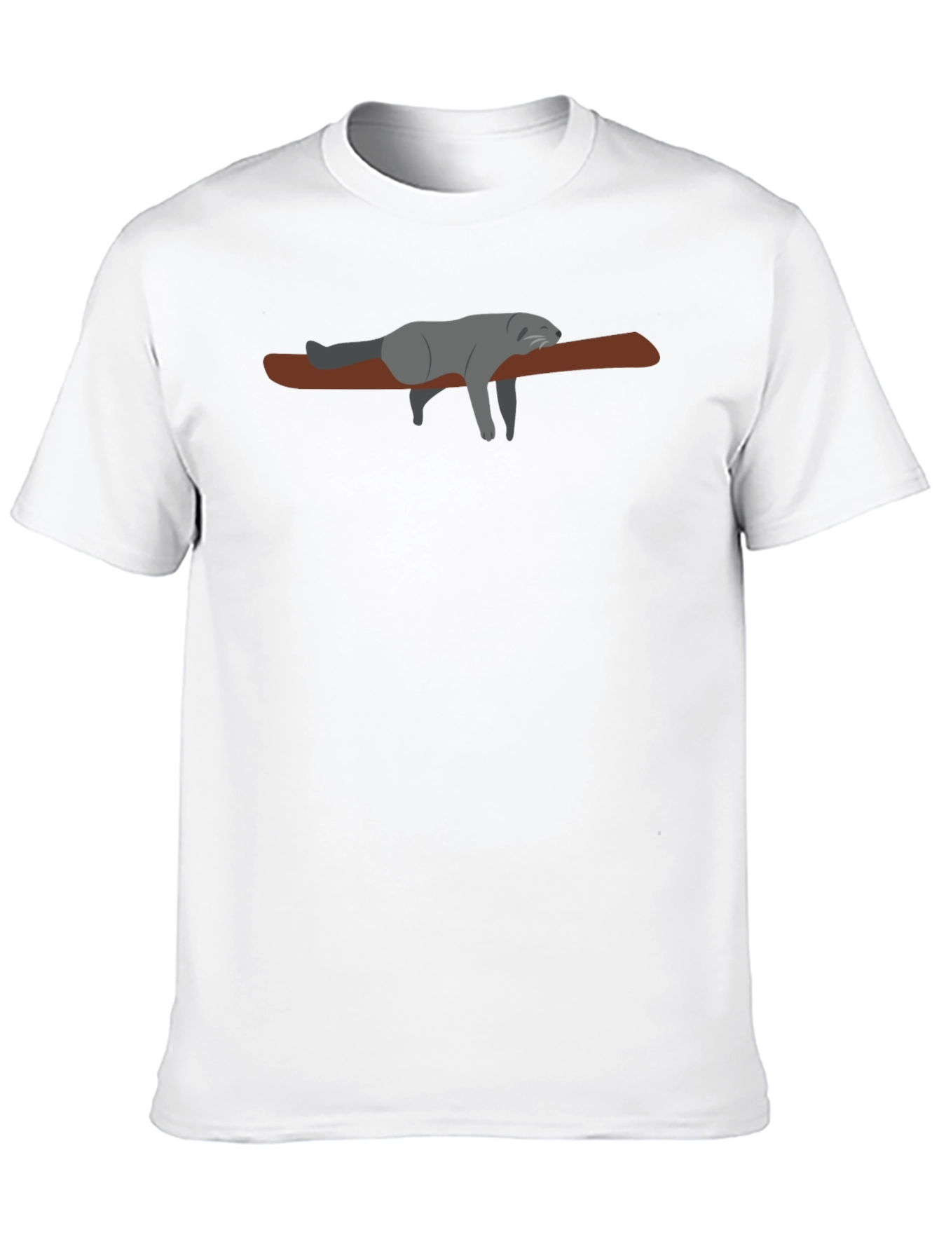 Lazy Raccoon on Branch - Black T-Shirt