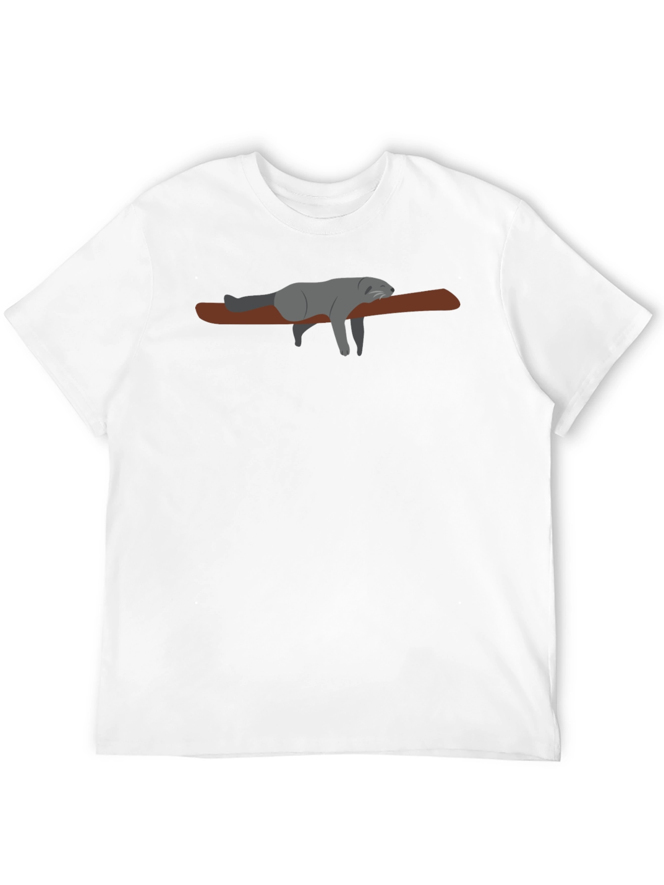Lazy Raccoon on Branch - Black T-Shirt