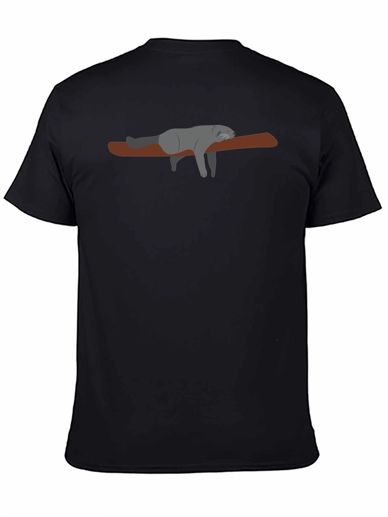 Lazy Raccoon on Branch - Black T-Shirt