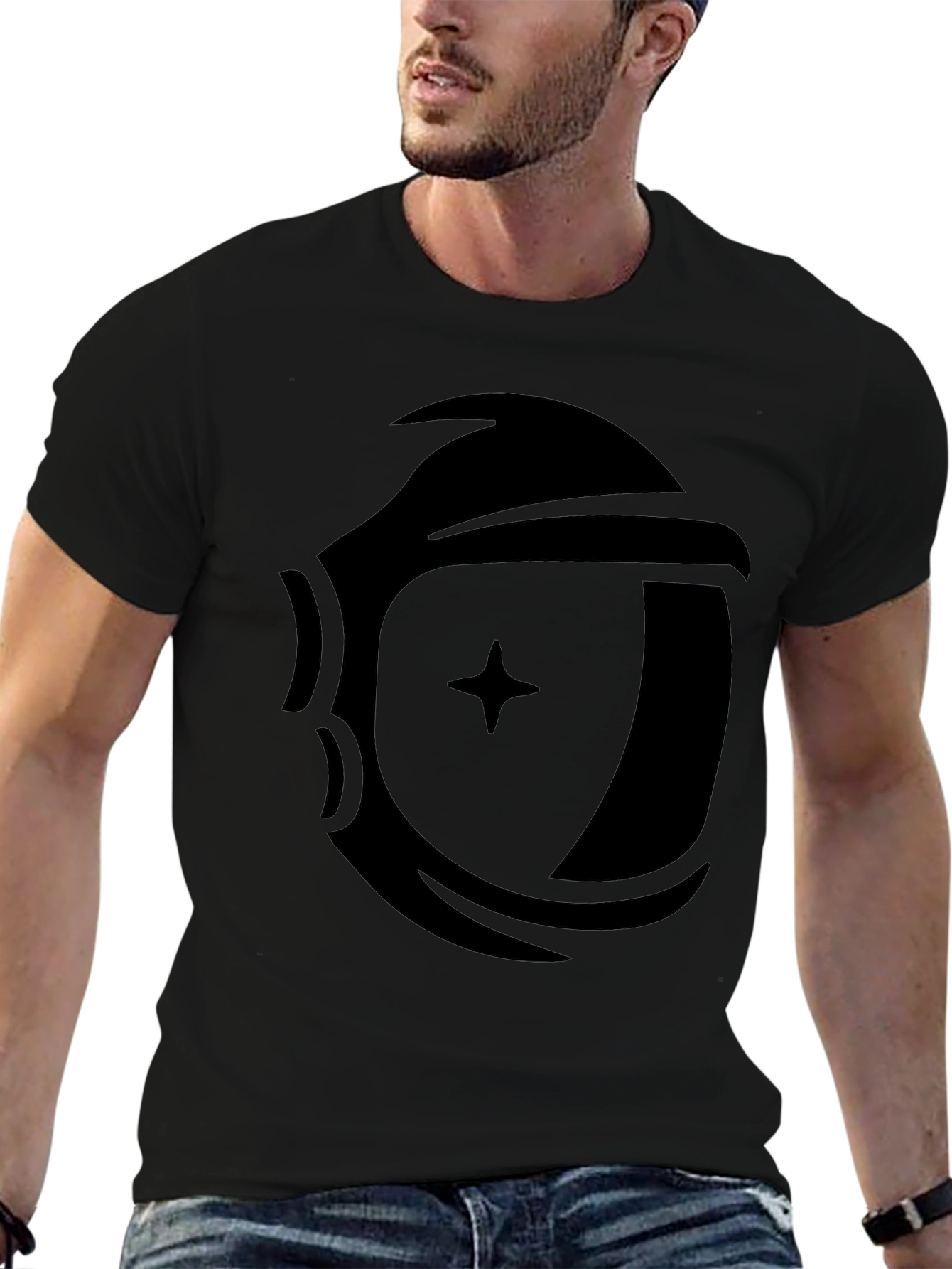 Astronaut Helmet Graphic Black T-Shirt