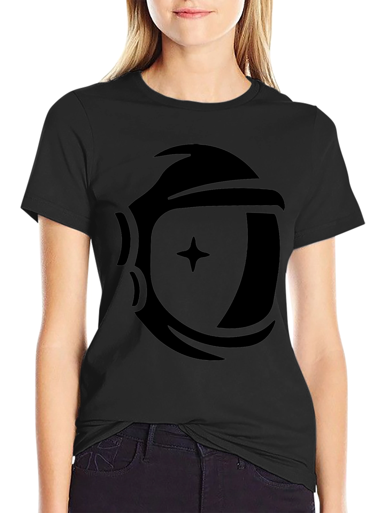 Astronaut Helmet Graphic Black T-Shirt