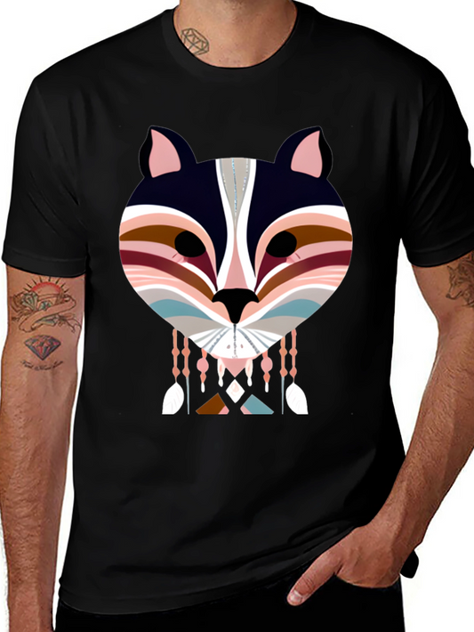 Geometric Animal Graphic Tee - Modern Tribal Design
