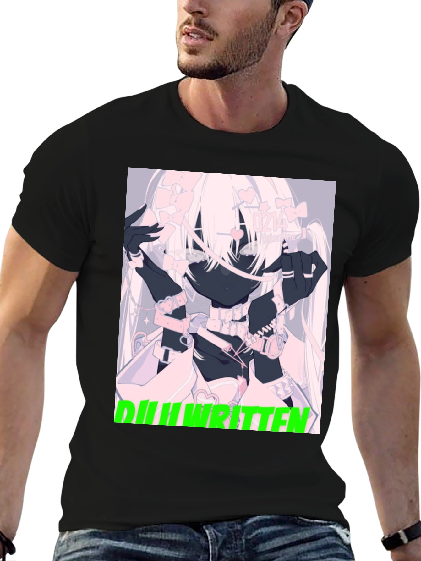 Anime Graphic Tee - Ill Written Black T-Shirt