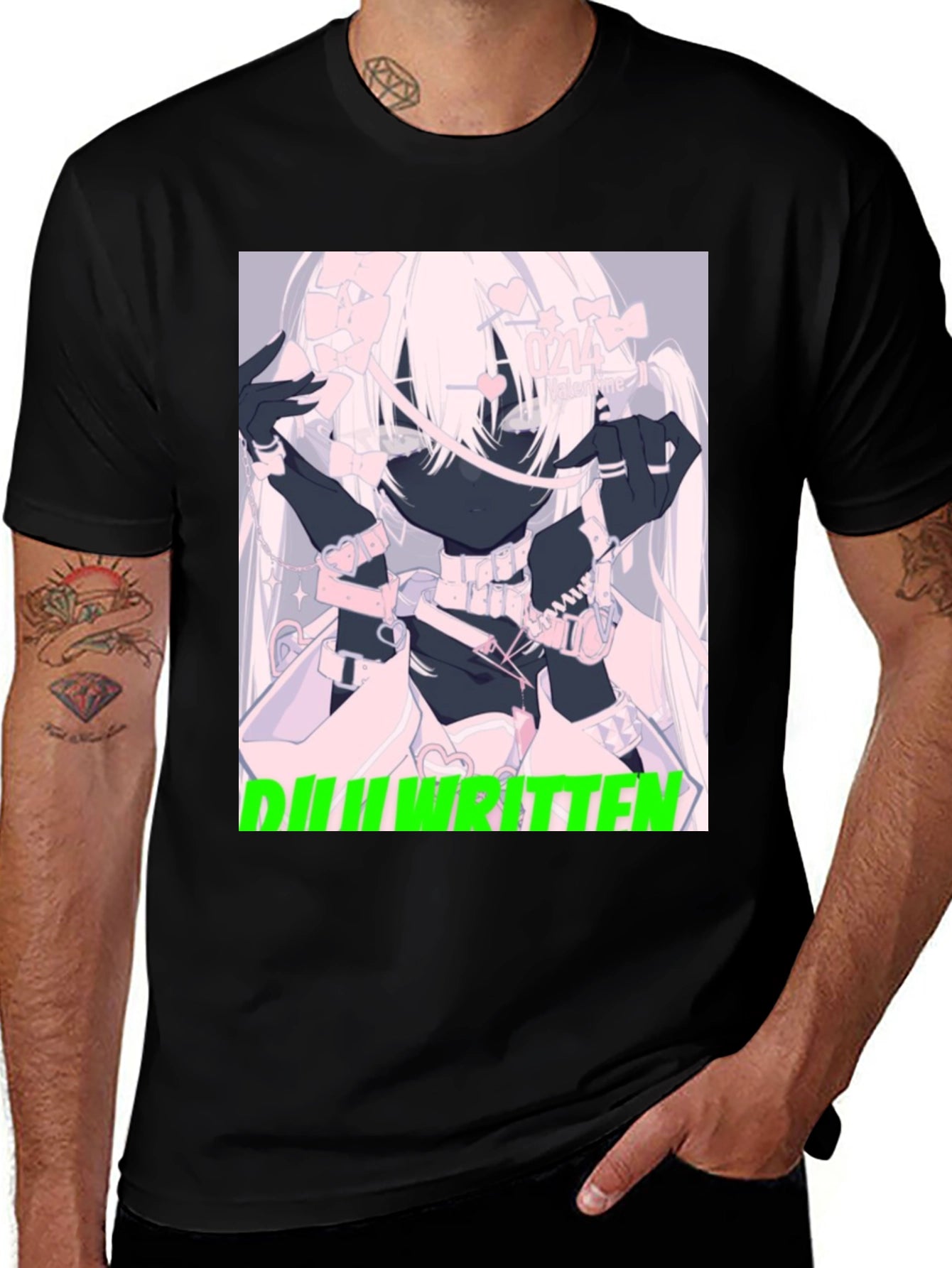 Anime Graphic Tee - Ill Written Black T-Shirt