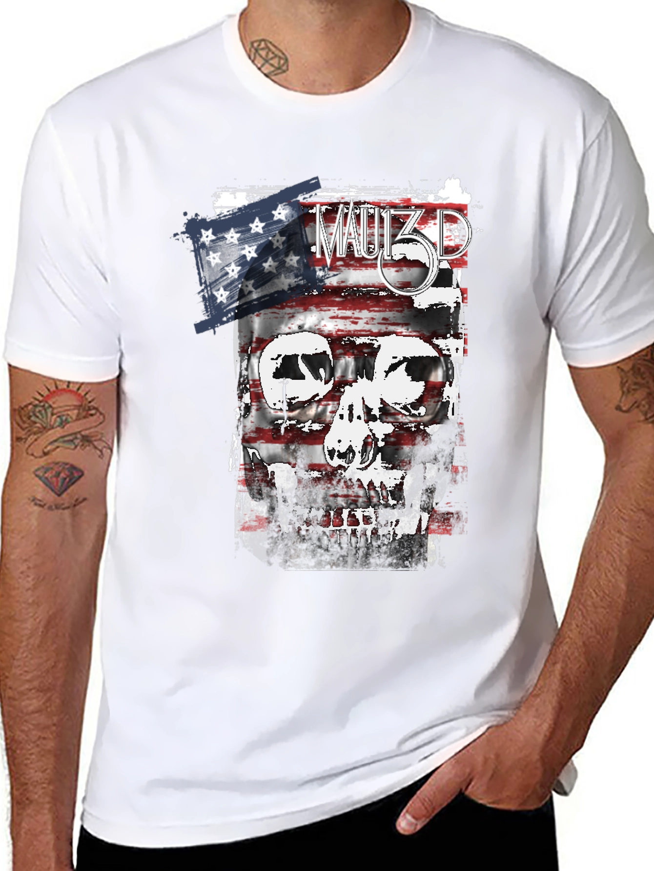American Flag Skull Graphic T-Shirt