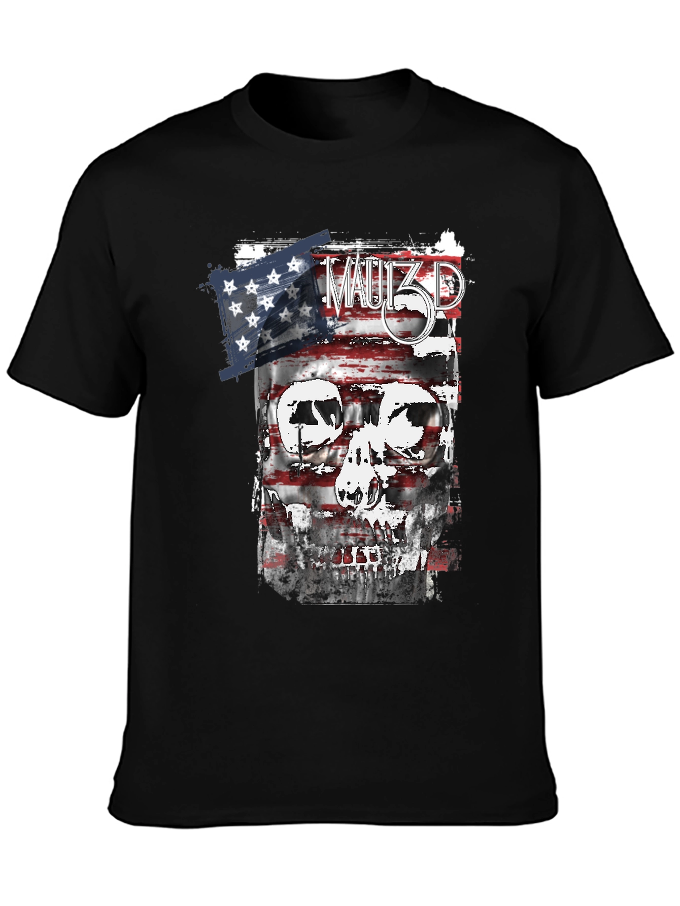 American Flag Skull Graphic T-Shirt