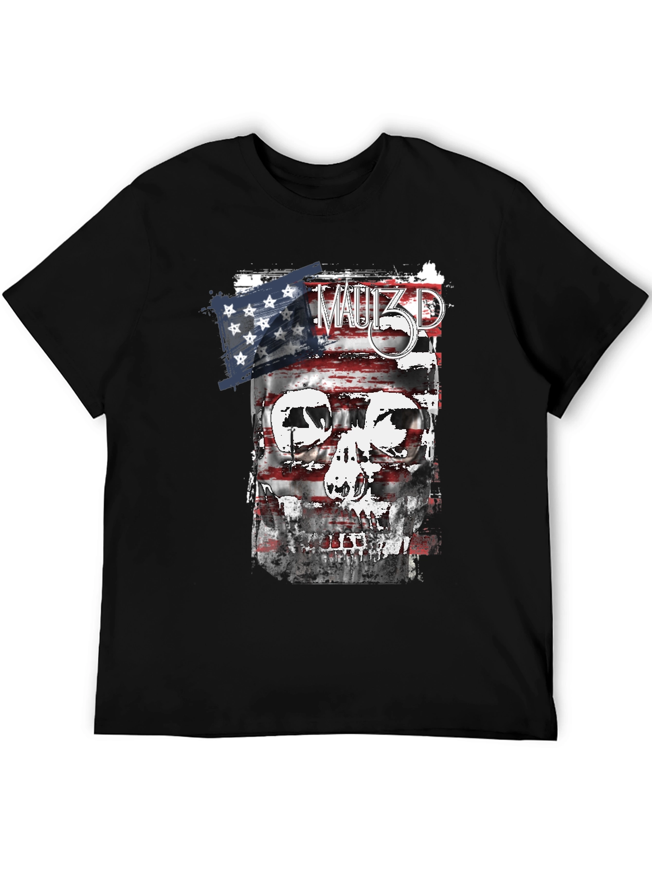 American Flag Skull Graphic T-Shirt