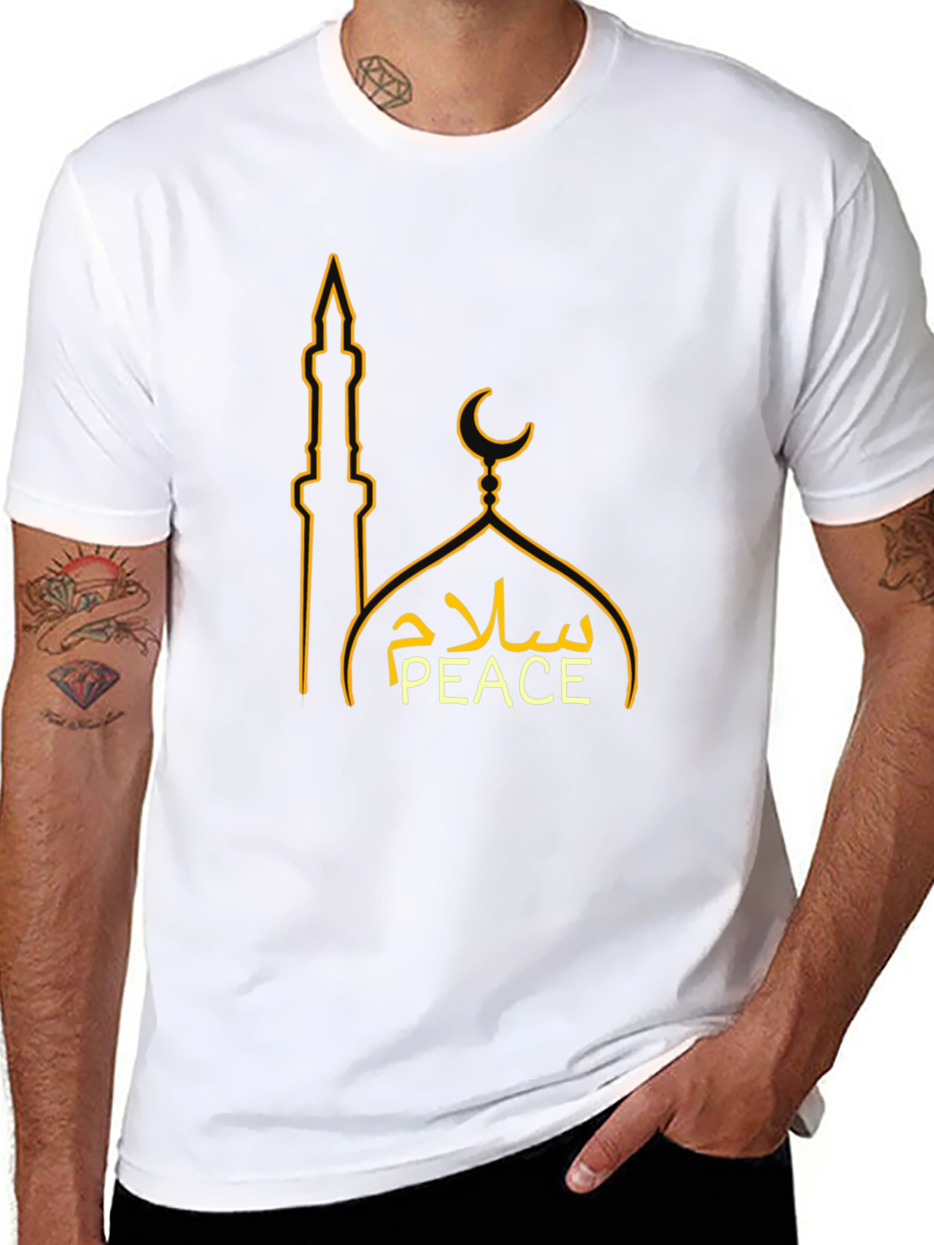 Peace Sign Mosque Graphic T-Shirt - Black