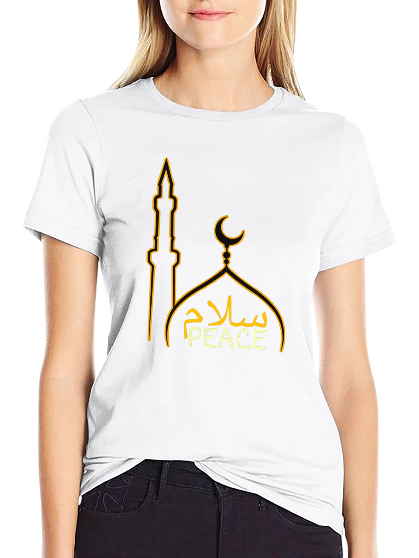 Peace Sign Mosque Graphic T-Shirt - Black