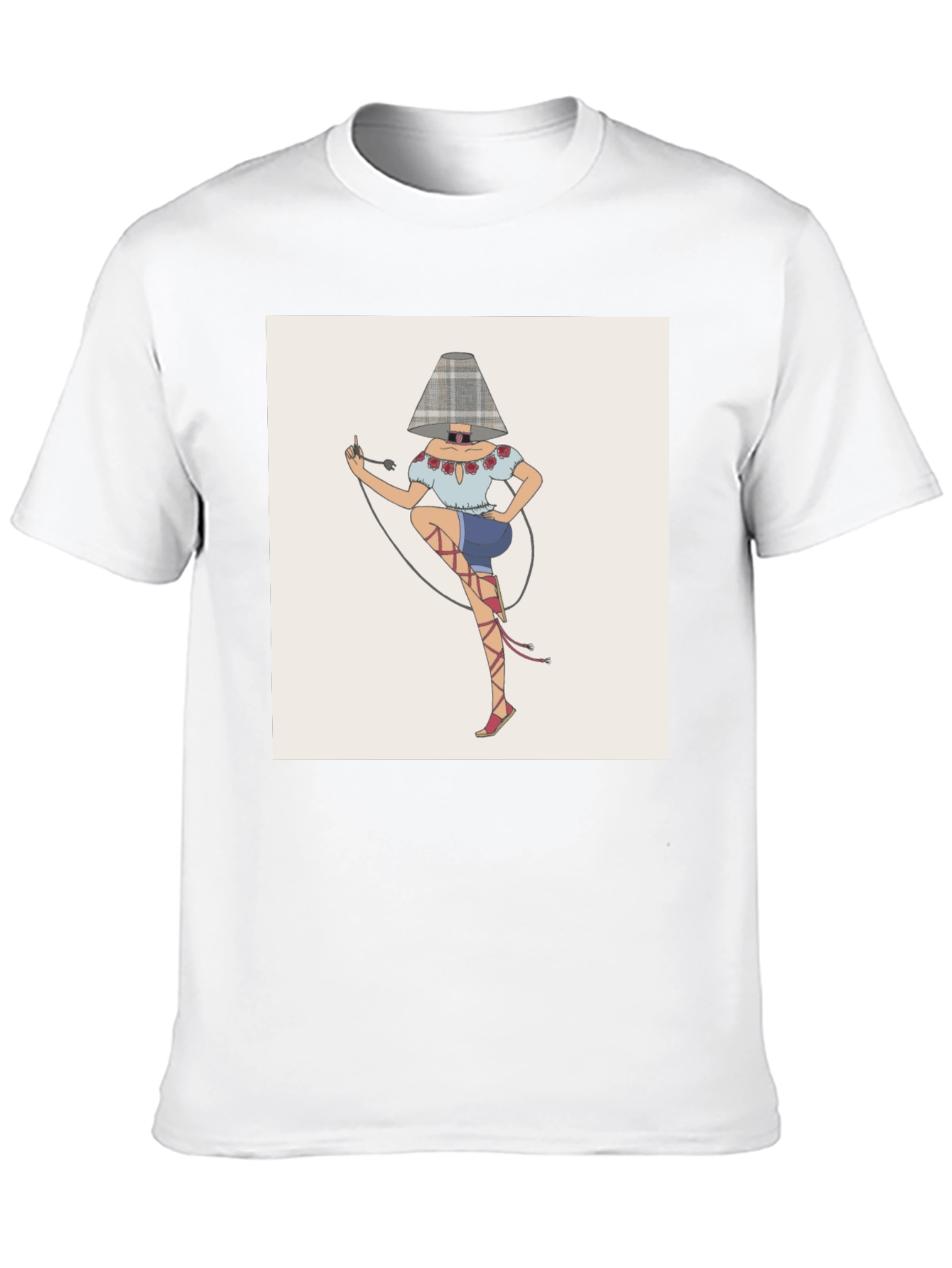 Novelty Lamp Woman Graphic Tee - Black