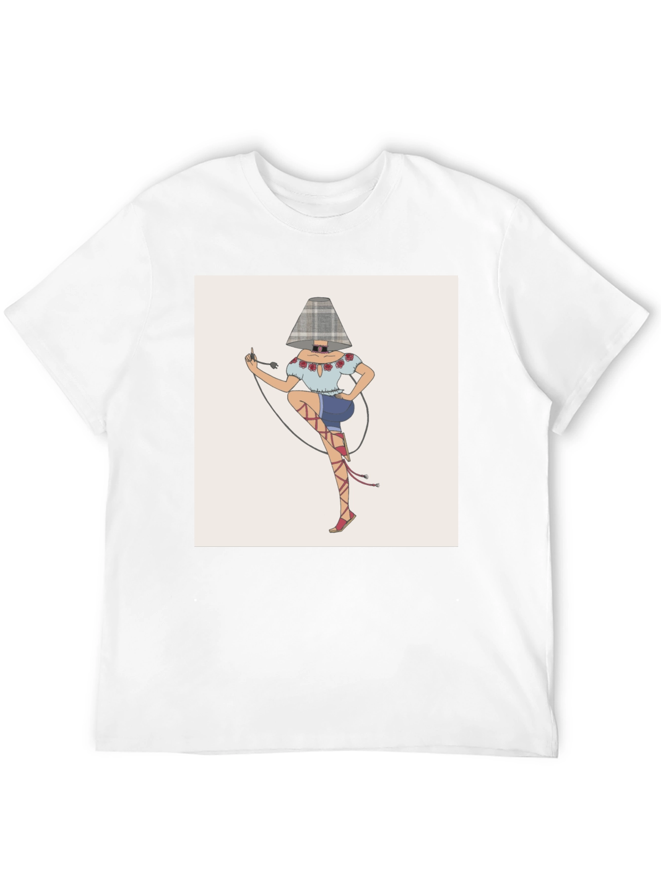 Novelty Lamp Woman Graphic Tee - Black