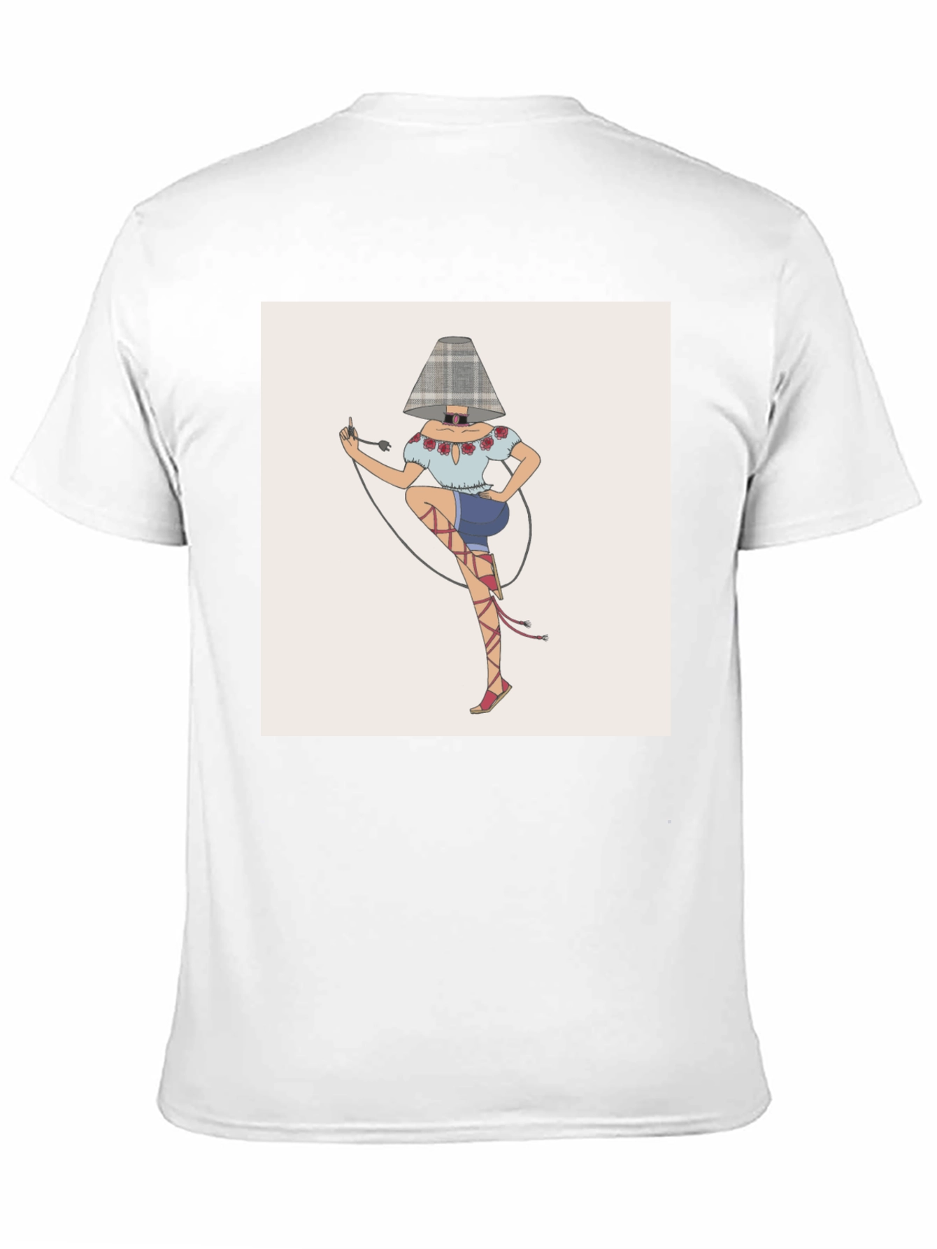 Novelty Lamp Woman Graphic Tee - Black