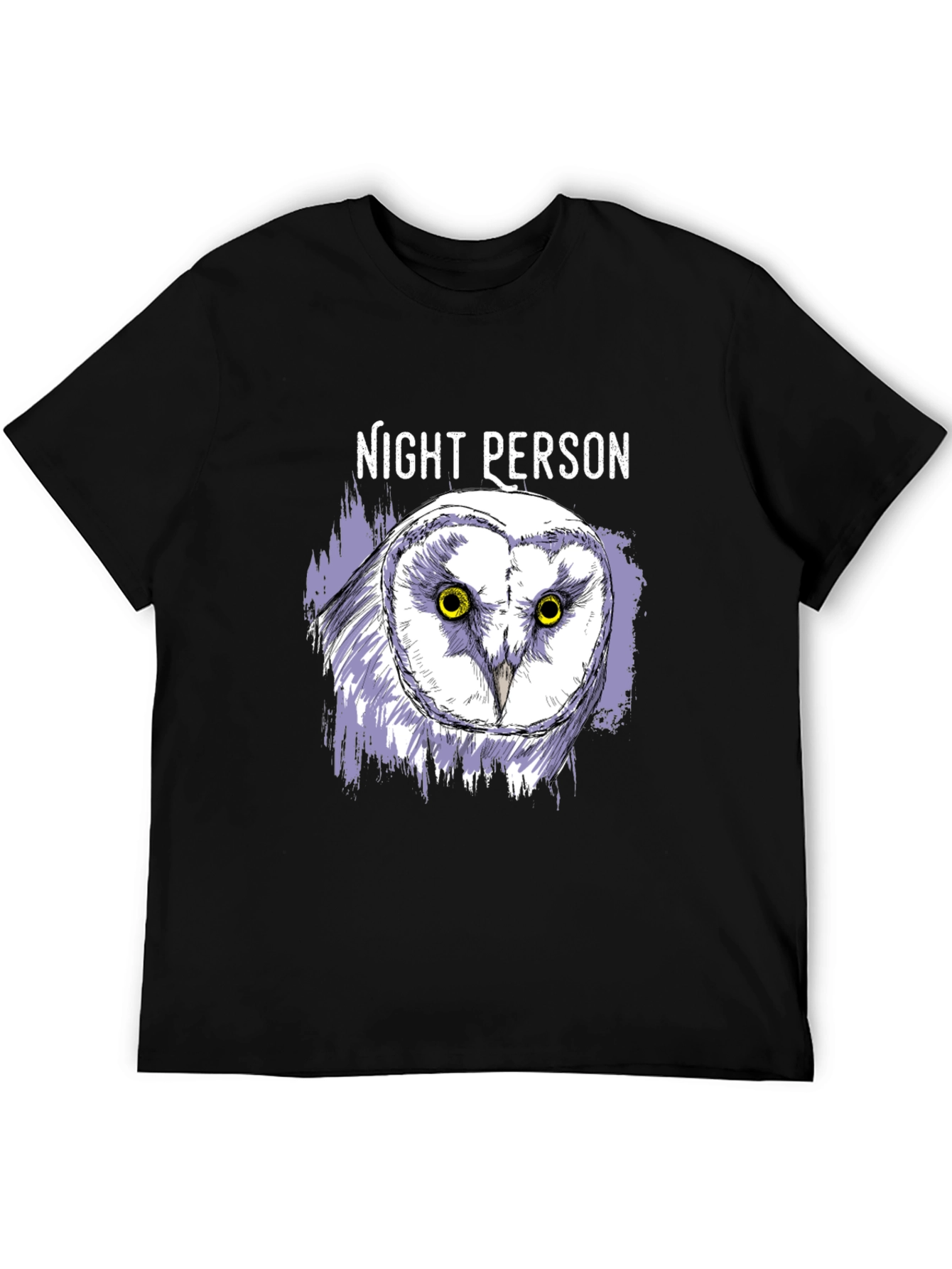 Night Person Owl Graphic T-Shirt - Black