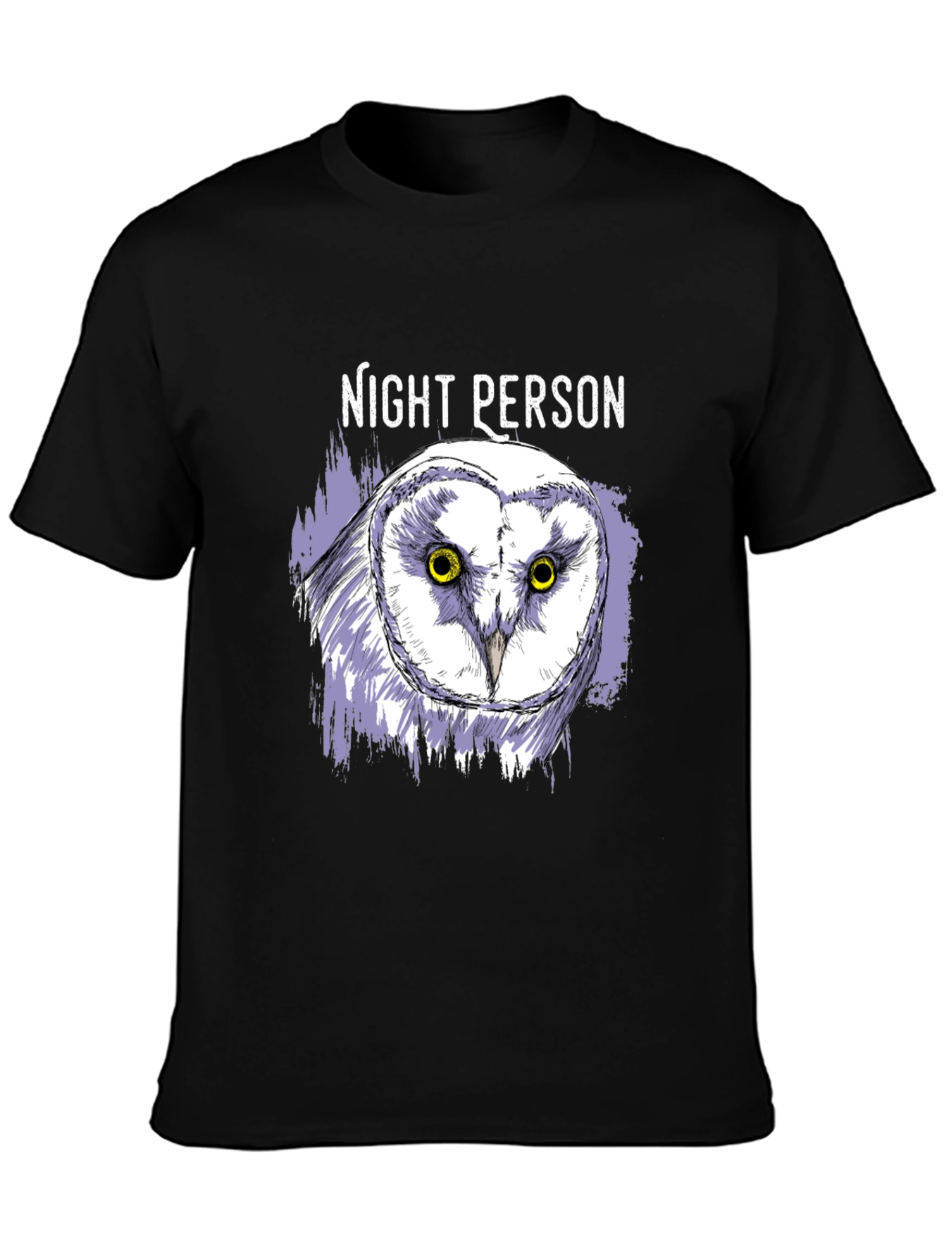 Night Person Owl Graphic T-Shirt - Black