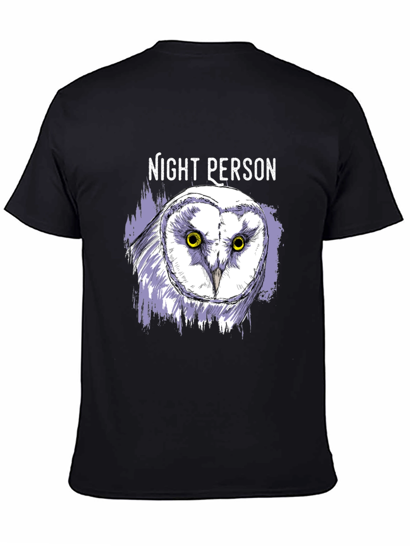 Night Person Owl Graphic T-Shirt - Black