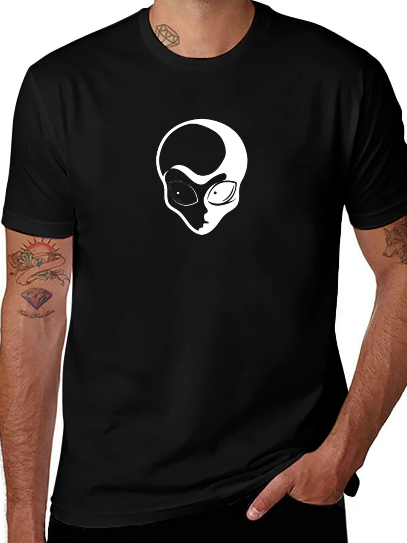 Black T-Shirt with Alien Graphic