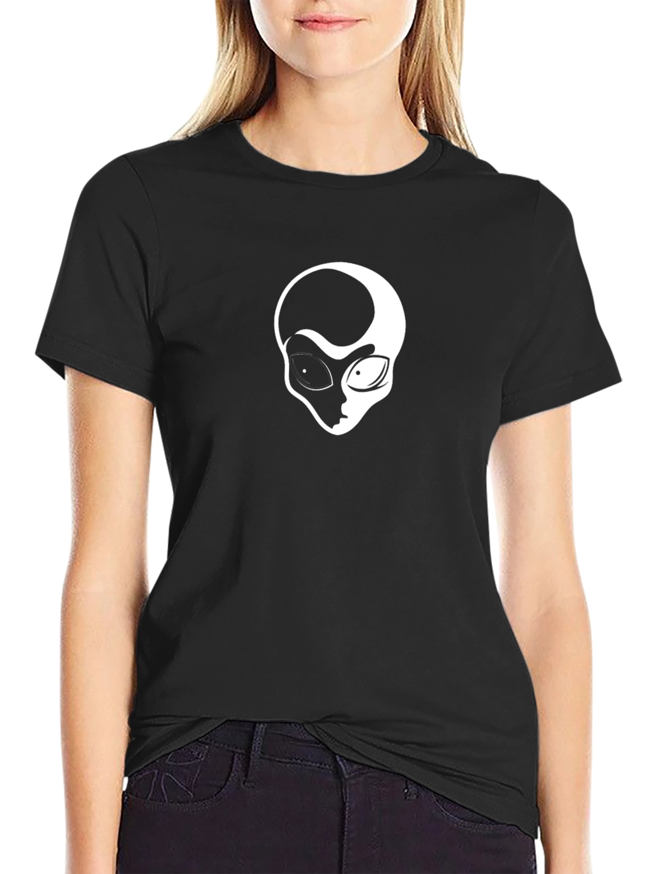 Black T-Shirt with Alien Graphic