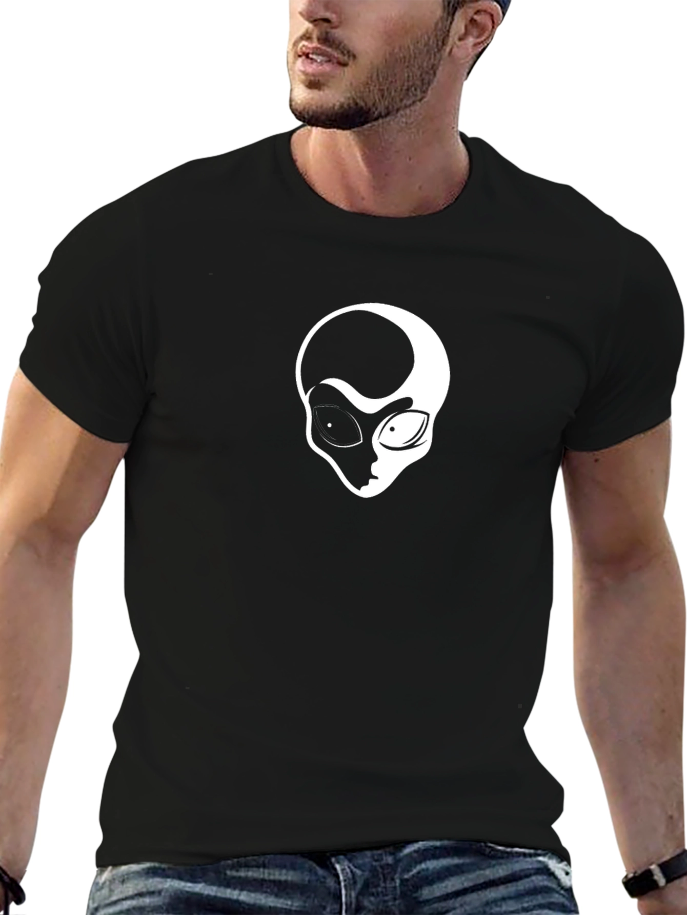 Black T-Shirt with Alien Graphic