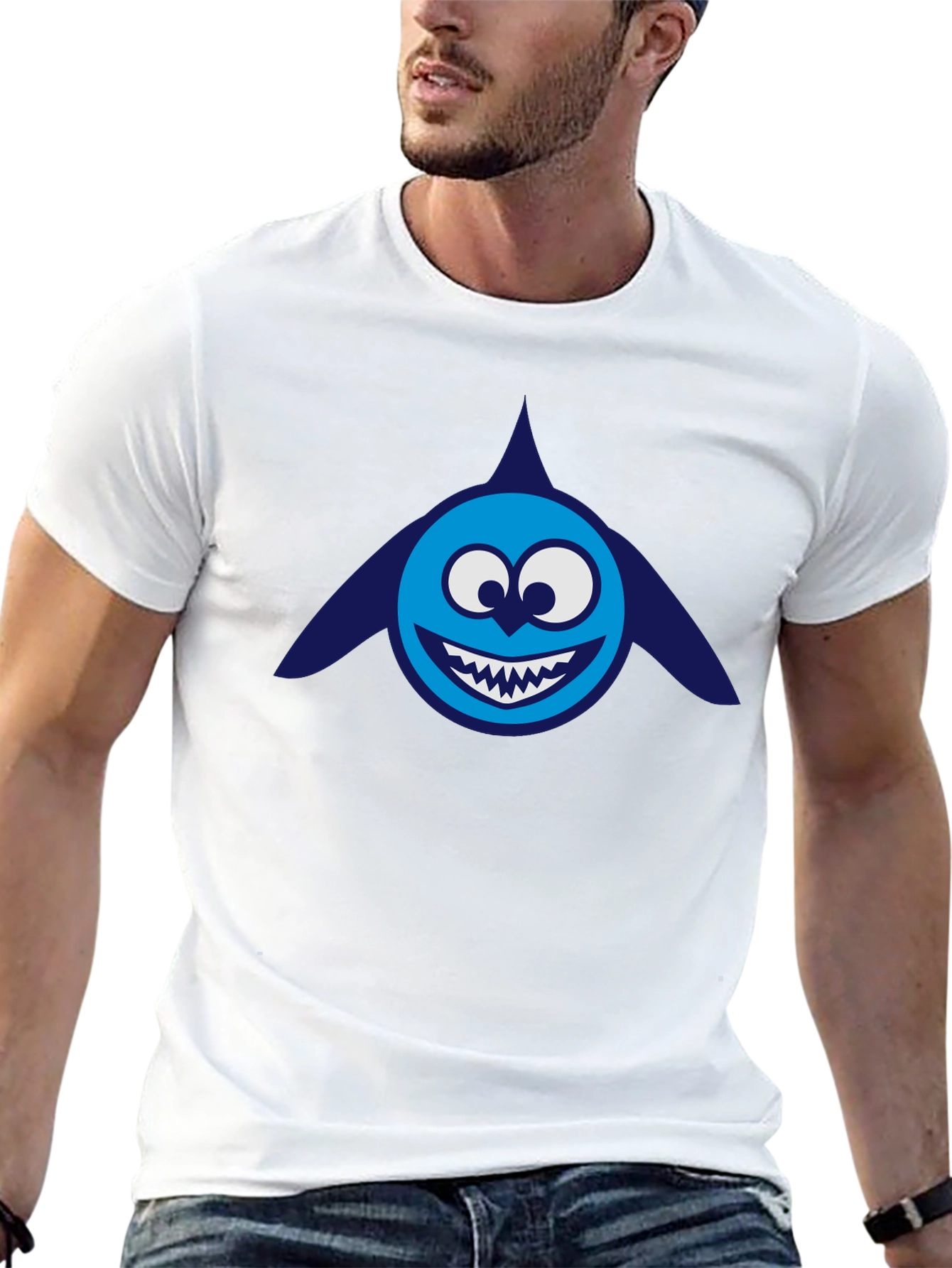 Cartoon Shark Graphic Tee - Mens Black T-Shirt
