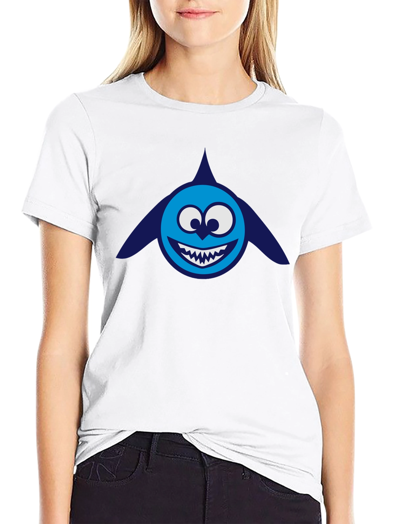 Cartoon Shark Graphic Tee - Mens Black T-Shirt