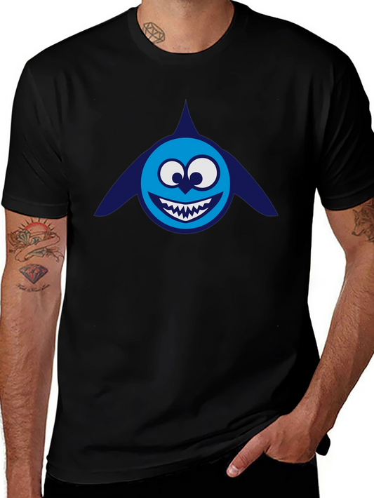 Cartoon Shark Graphic Tee - Mens Black T-Shirt